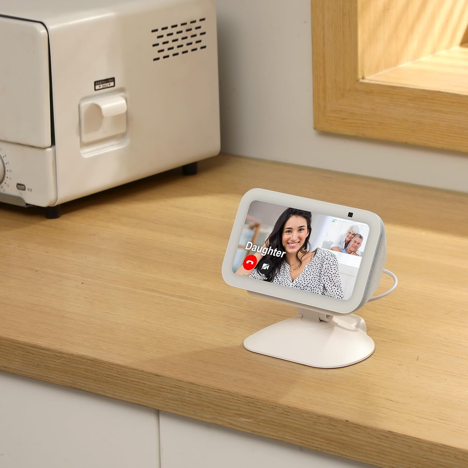 Adjustable Charging Stand For Echo Show 5 (3Rd Gen) &Cell Phone, Tilt + Swivel Stand Multi Angle Rotation Magnetic Anti-Slip Base For Show 5 Compatible With Mobile Phones ,Can Charge Headphones(White)