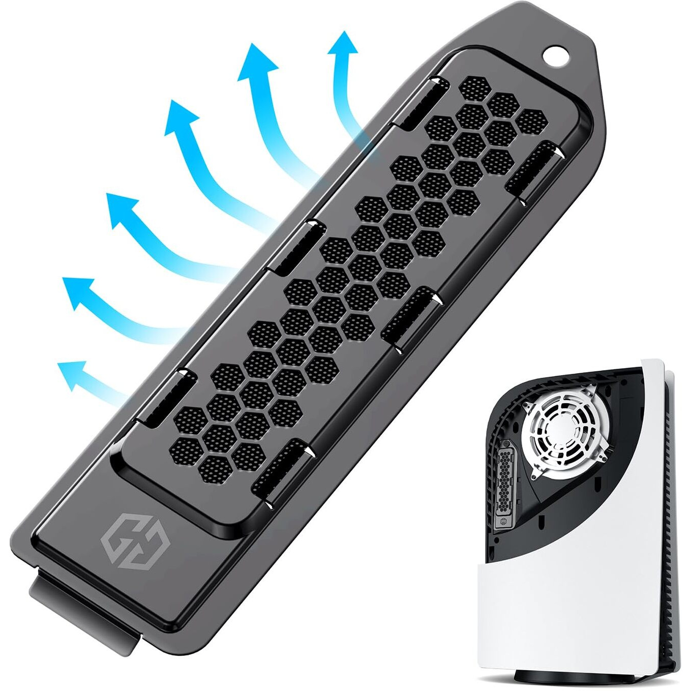 Graugear Metal Heat Dissipation Cover For Ps5 M.2 Ssd Expansion Slot | Fit For Playstation 5 Nvme Ssd W/Heatsink | New Breathable Cellular Hole | Cooling And Dust Proof (Black)