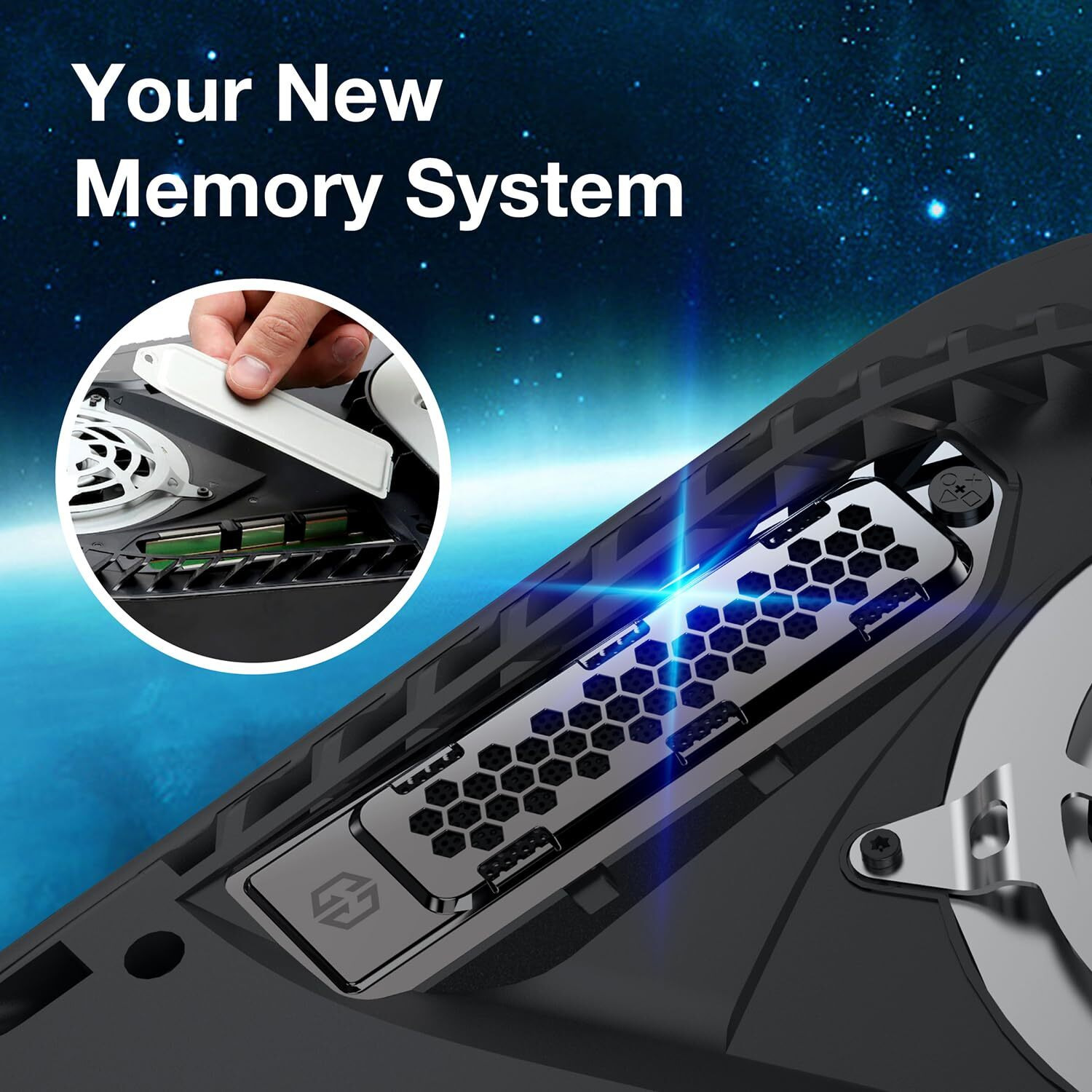 Graugear Metal Heat Dissipation Cover For Ps5 M.2 Ssd Expansion Slot | Fit For Playstation 5 Nvme Ssd W/Heatsink | New Breathable Cellular Hole | Cooling And Dust Proof (Black)