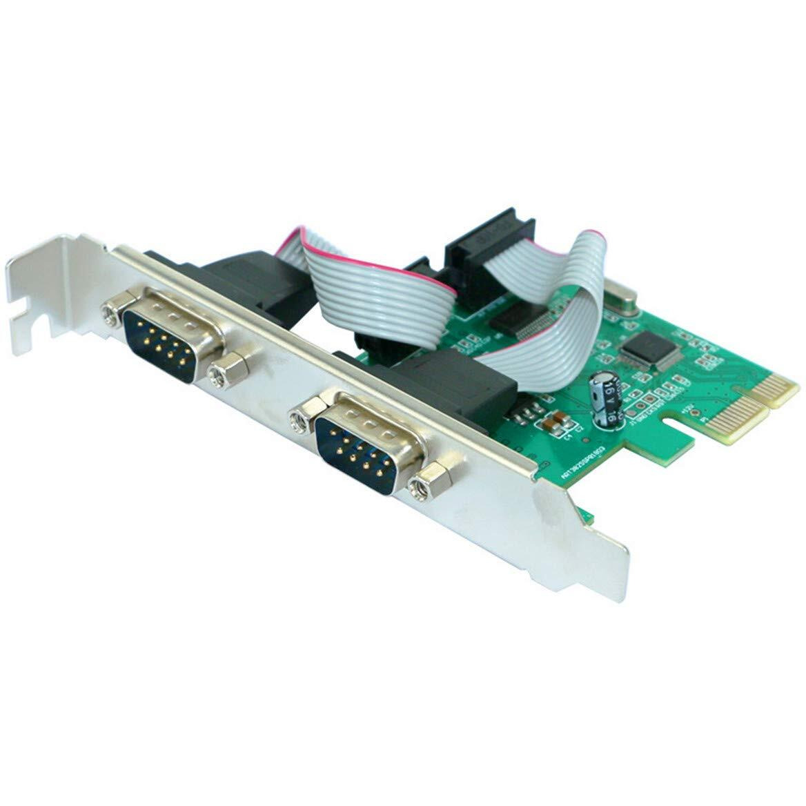 Eliater 2-Port Pcie Serial Expansion Card With Industrial Db9 Rs232 Com Ports, 16C550 Uart Wch382 Chip For Windows Xp, Vista,7, 8.X, 10, 11 32/64Bit And Linux Pcs, Low Bracket Included