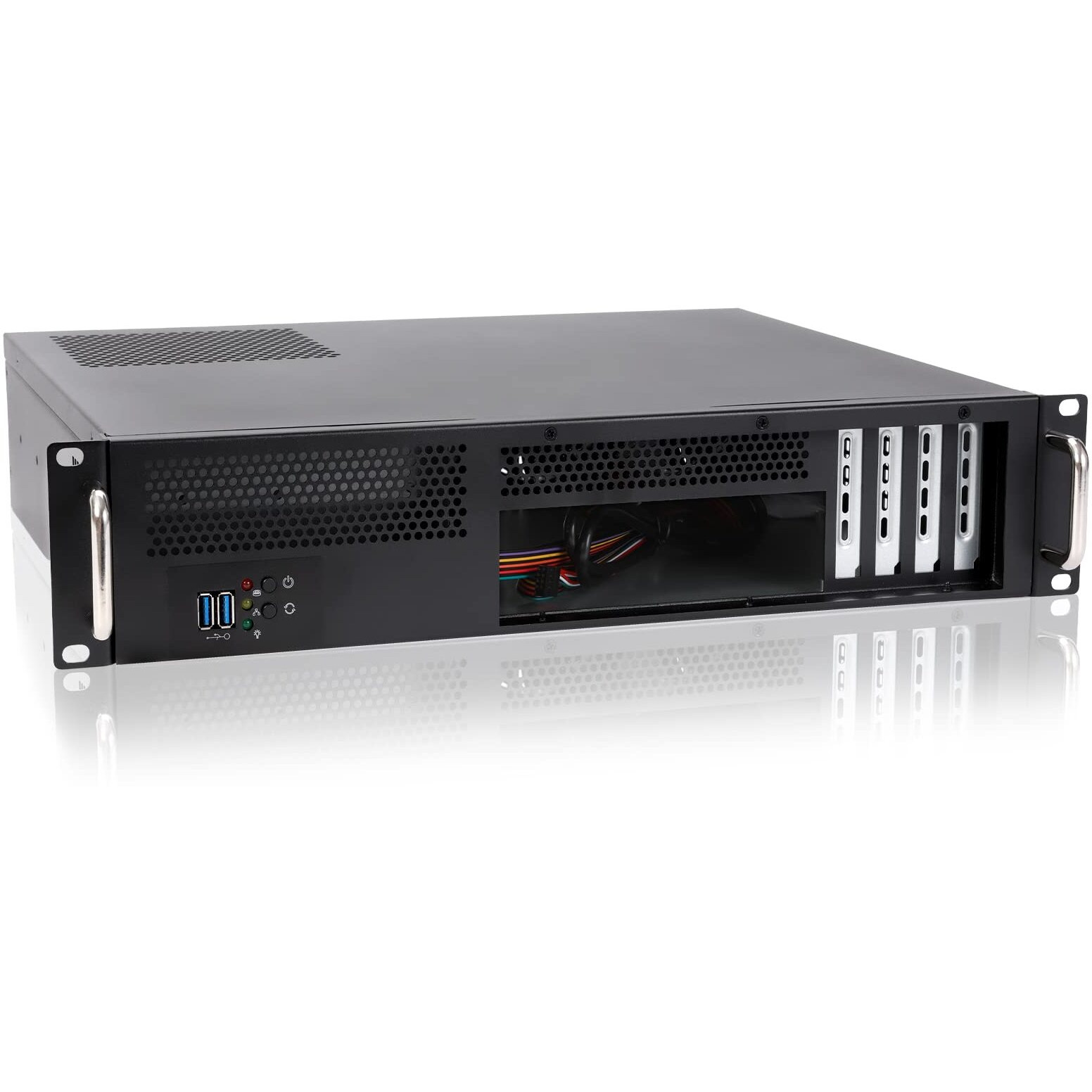 Rackchoice 2U Server Chassis Short Depth 14.17" Front I/O With 2 X 3.5 (Int.) Matx M/B,Support Atx Psu With Either Top Or Side Cooling