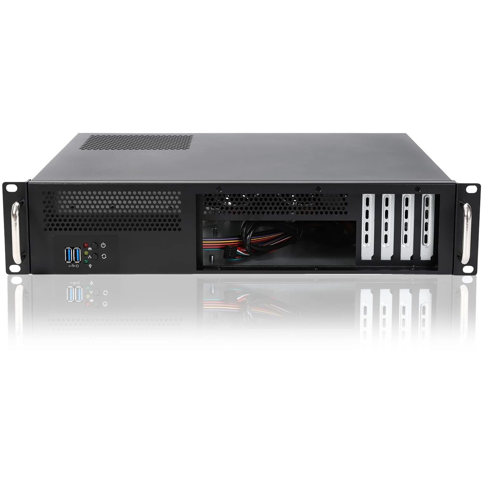 Rackchoice 2U Server Chassis Short Depth 14.17" Front I/O With 2 X 3.5 (Int.) Matx M/B,Support Atx Psu With Either Top Or Side Cooling