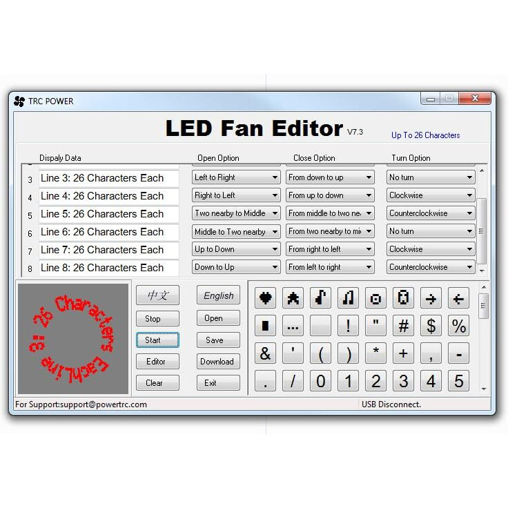 Powertrc Programmable Message Fan With Customized Drawing-Usb Powered-(Red Led)