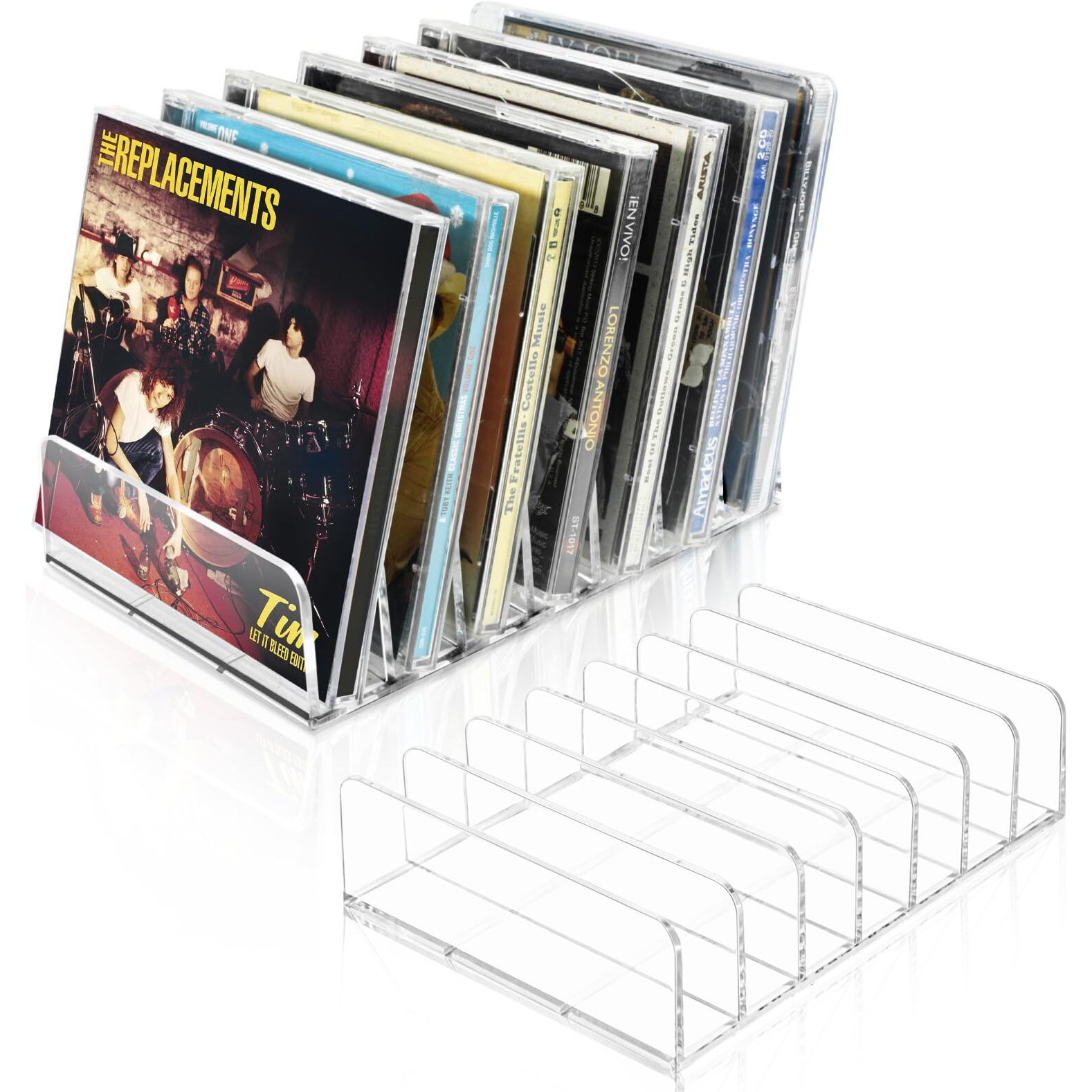 Vowcarol Cd Holder 2 Pack, Clear Acrylic Cd Organizers, Cd Display Rack Holds Up To 14 Standard Cd Cases For Media Shelf Storage And Organization