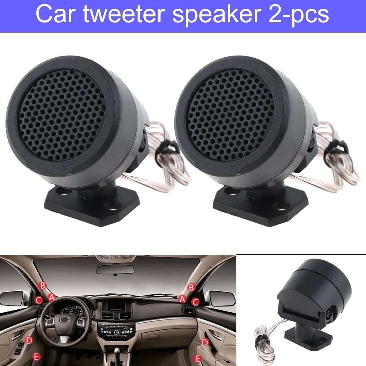 Drisentri 2Pcs Dome Tweeters, 12V 500W High Efficiency Car Stereo Speakers, Tp-006A Mini Dome Tweeter Speakers For Car Audio System Accessories