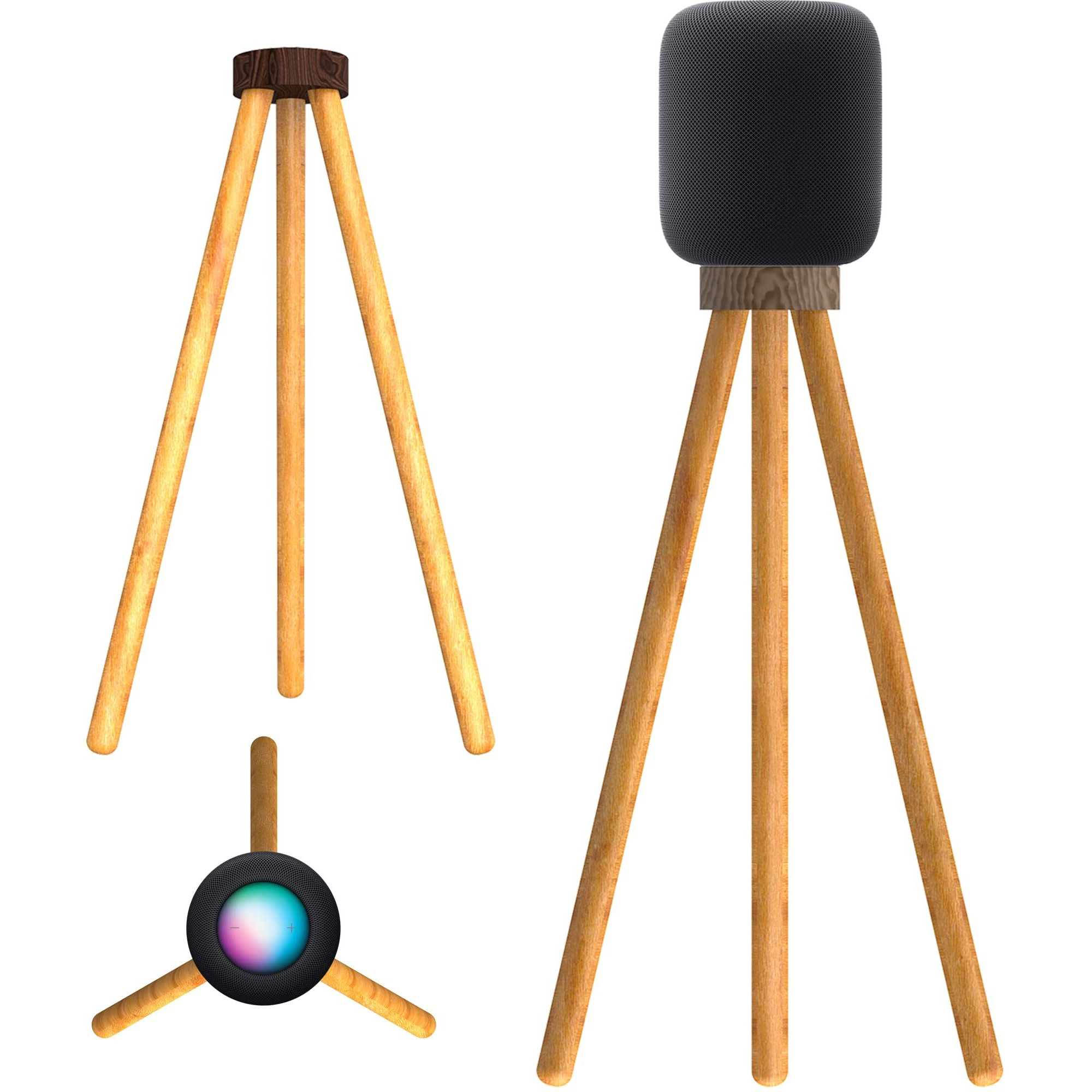 Hookmemo Speaker Stand For Homepod 2 (2023) (Real Wood StandWalnut+Beech)
