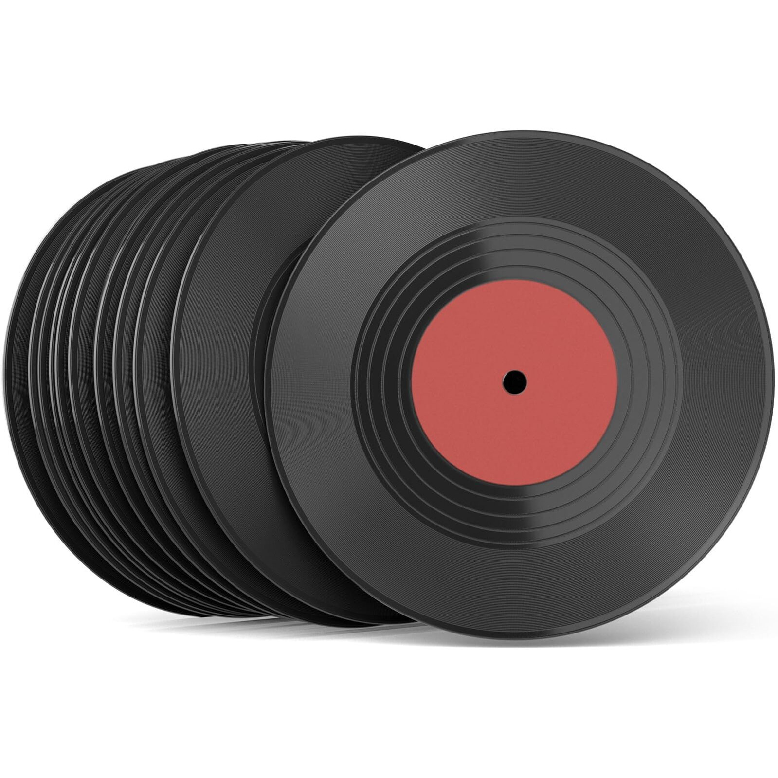 Facmogu 12Pcs 7 Inch Fake Blank Vinyl Records, Vintage Vinyl Decorative Records For Wall Art Aesthetic, Plastic Plain Records For Home, Cafe Decor, Fake Blank Records Custom For Wedding, Music Party