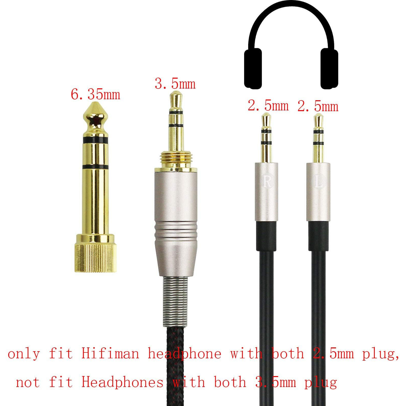 New Neomusicia Replacement Cable Compatible With Hifiman He400S, He-400I, He-400I(2.5Mm Plug Version), He560, He-350, He1000, He1000 V2 Headphone 3.5Mm And 6.35Mm To Dual 2.5Mm Jack Male Cord 1.2M/4Ft