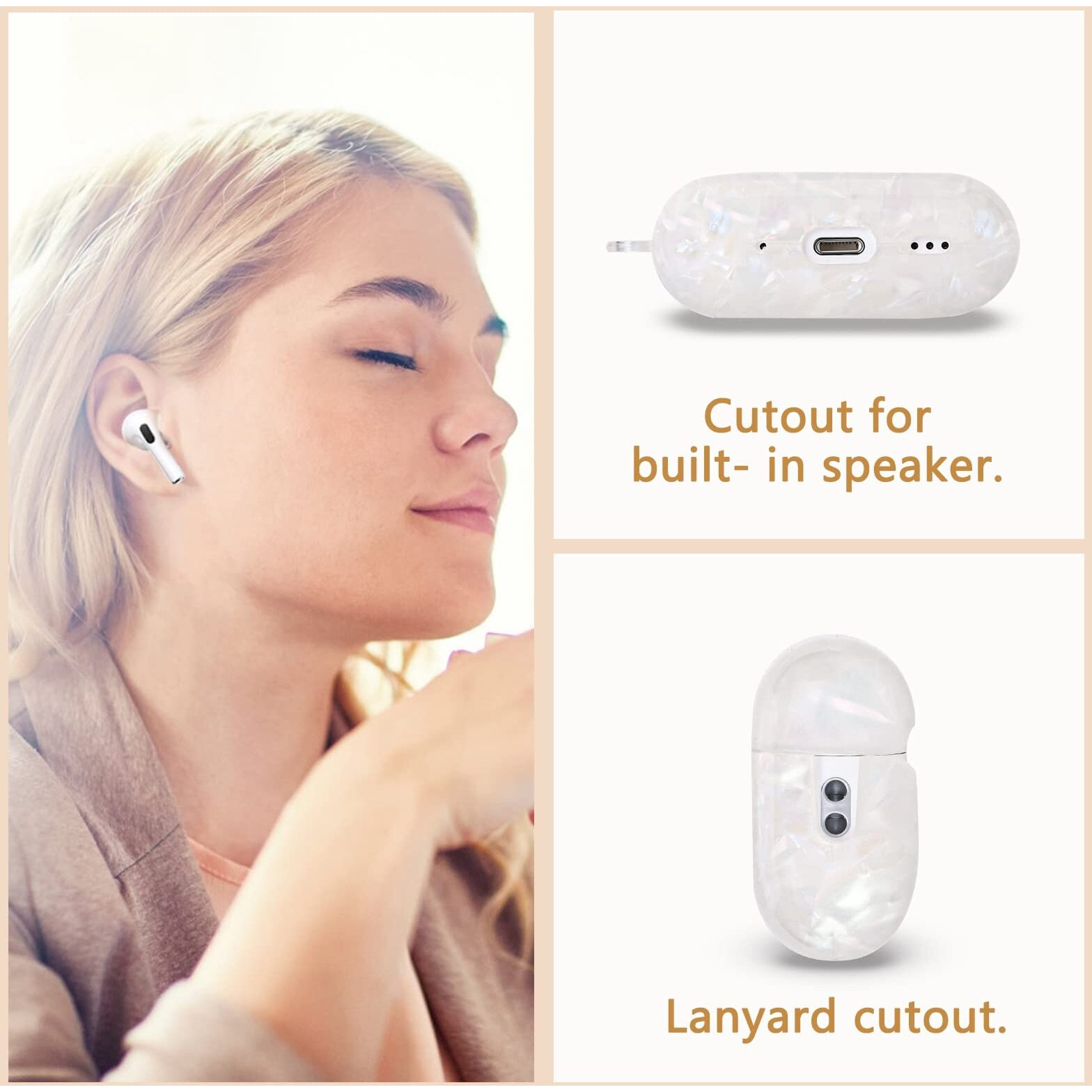 Cute Airpod Pro 2 Case With Pearl Wrist Chain Bling Marble Design Hard Tpu Cover Compatible With Airpods Pro 2Nd Generation 2022 Case For Women And Girls