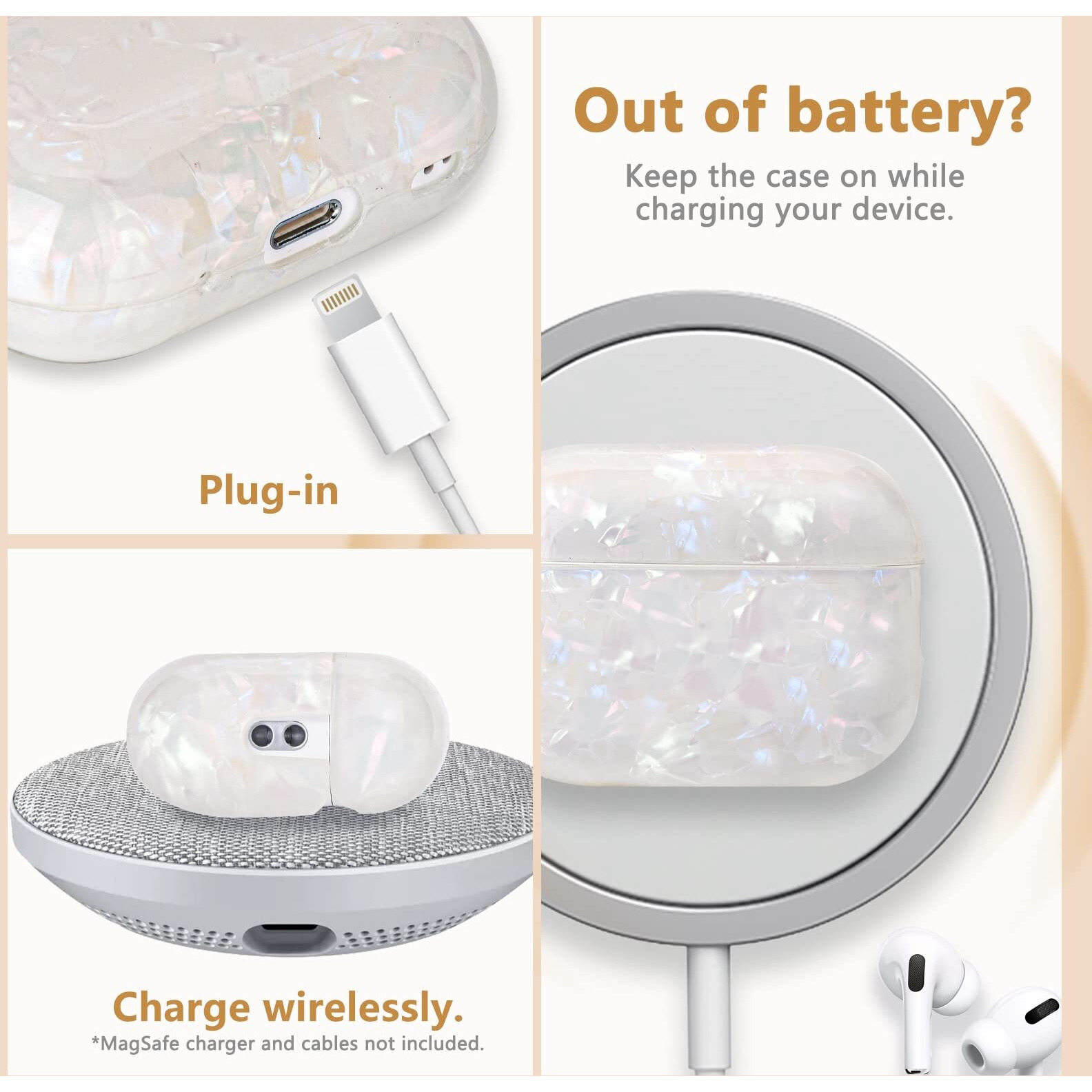 Cute Airpod Pro 2 Case With Pearl Wrist Chain Bling Marble Design Hard Tpu Cover Compatible With Airpods Pro 2Nd Generation 2022 Case For Women And Girls