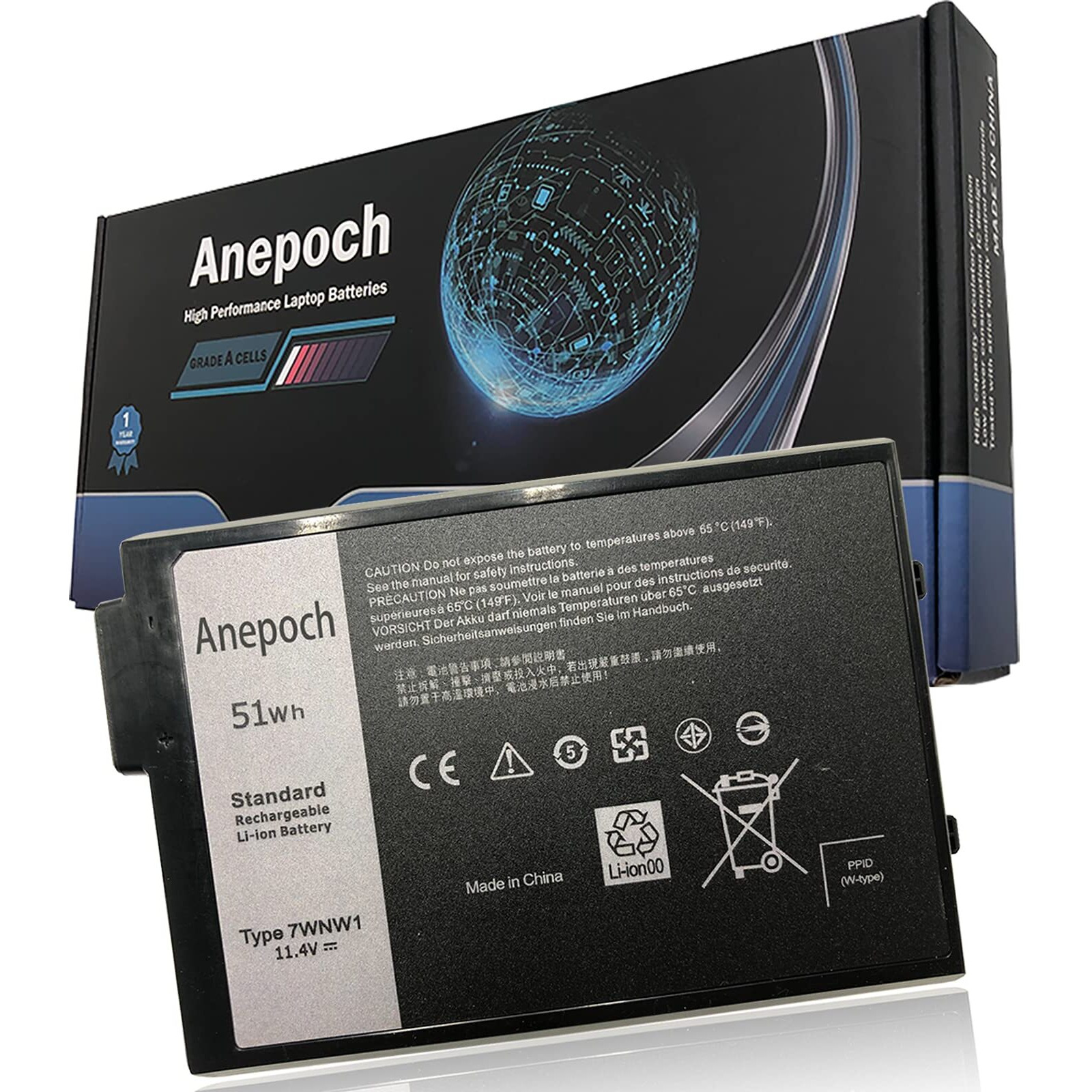 Anepoch 7Wnw1 Laptop Battery Replacement For Dell Latitude 7424 5424 5420 Rugged Extreme Series Notebook Dmf8C 0Dmf8C 11.4V 51Wh 4342Mah 3-Cell