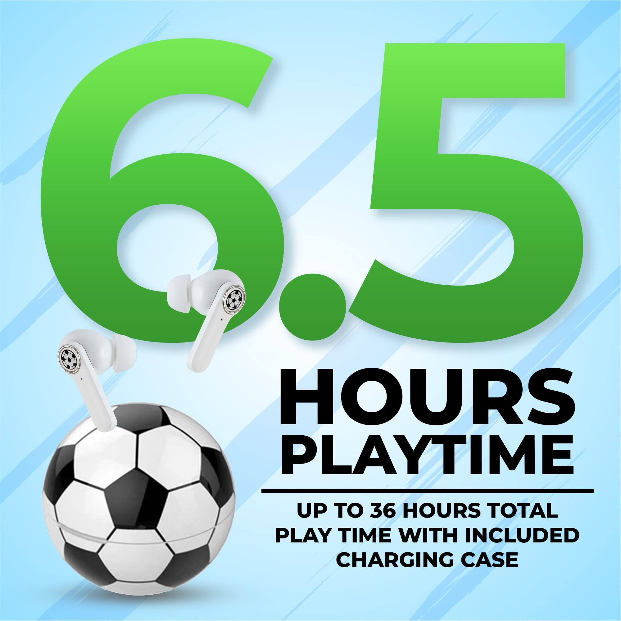 Coolbuds Soccer Wireless Bluetooth Earbuds | Rechargeable Bluetooth Headphones W. Call Control & Voice Assistant | True Wireless Earbuds, Noise Isolation Wireless Headphones W. 36 Hrs Of Playtime