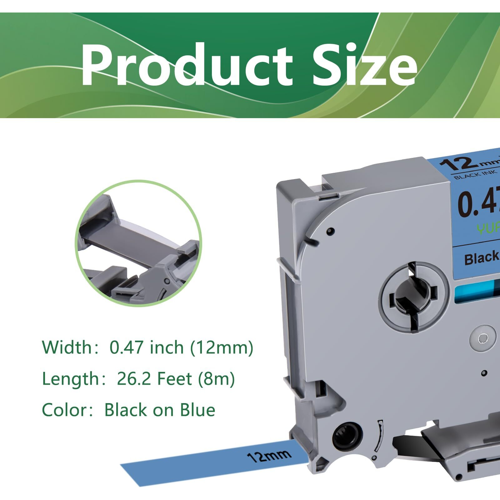 Yuanqimm Tze-531 12Mm Tze Tz Blue Tape Compatible With Brother P Touch Label Maker Tape Tz-531 Tze531 Tz531 Label Tape 12Mm 0.47 Laminated Black On Blue For Pt D200 D210 D220 D400 Cube, 3-Pack