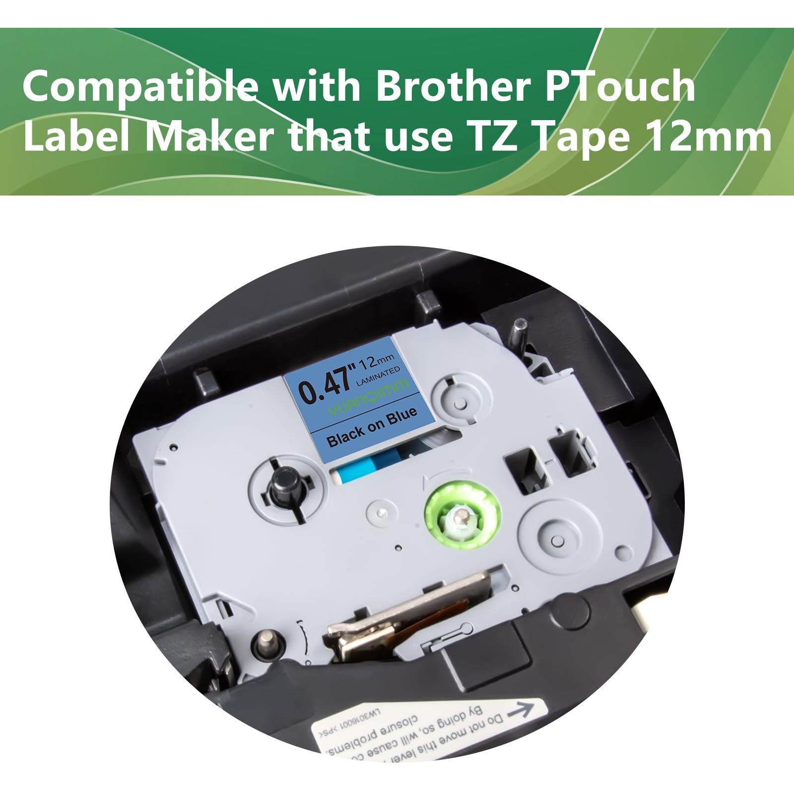 Yuanqimm Tze-531 12Mm Tze Tz Blue Tape Compatible With Brother P Touch Label Maker Tape Tz-531 Tze531 Tz531 Label Tape 12Mm 0.47 Laminated Black On Blue For Pt D200 D210 D220 D400 Cube, 3-Pack