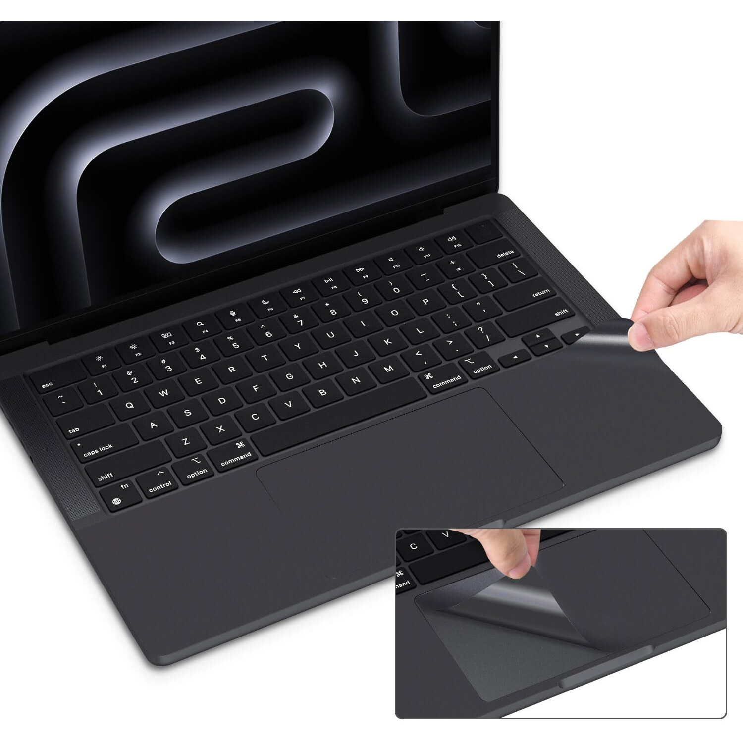 Palm Rest Cover Skin With Trackpad Protector Compatible With 2023 Macbook Pro 14 Inch M3 Pro Max Chip A2992 A2918,Macbook Pro 14 Wrist Rest Protective Decals Stickers - Space Black