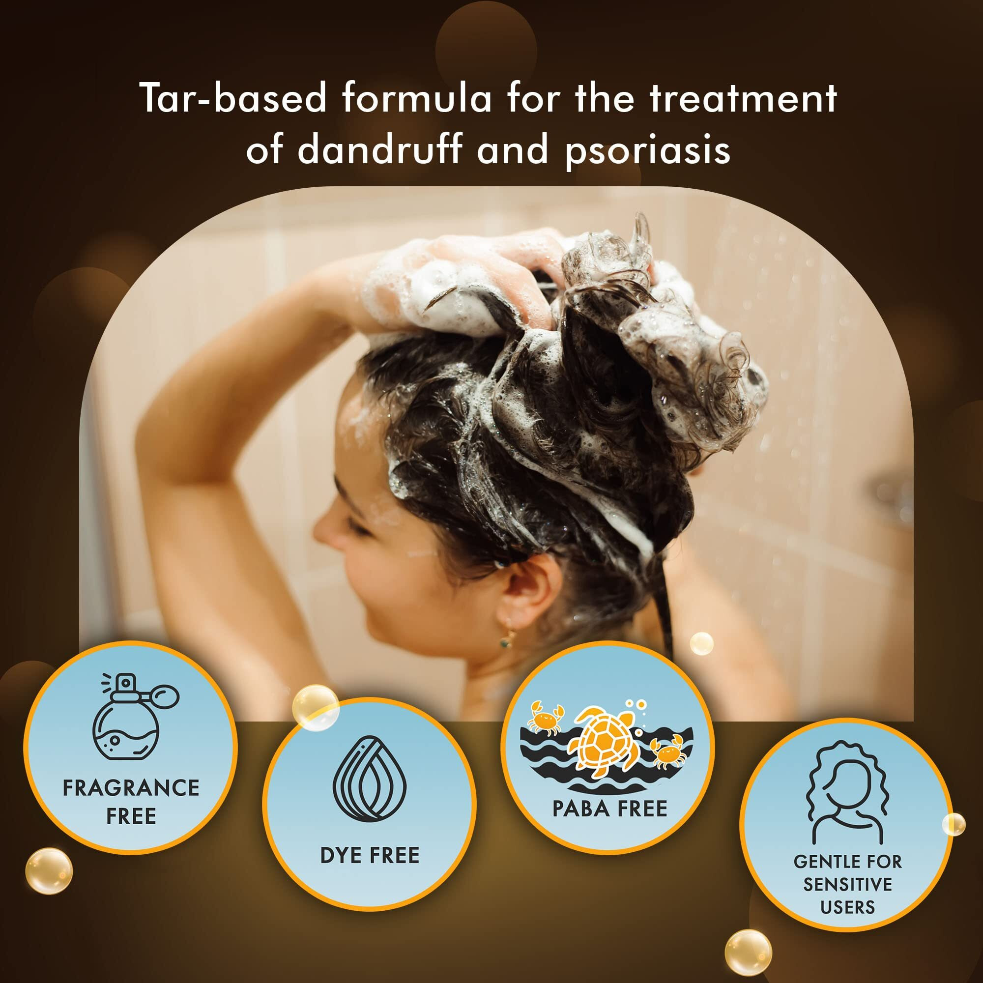 Dhs Person & Covey, Inc Coal Tar Shampoo - Anti Dandruff Shampoo For Men & Women, Psoriasis Shampoo & Dandruff Hair Care For Itchy Scalp, Unscented Seborrheic Dermatitis Shampoo - 8 Fl Oz, Pack Of 3