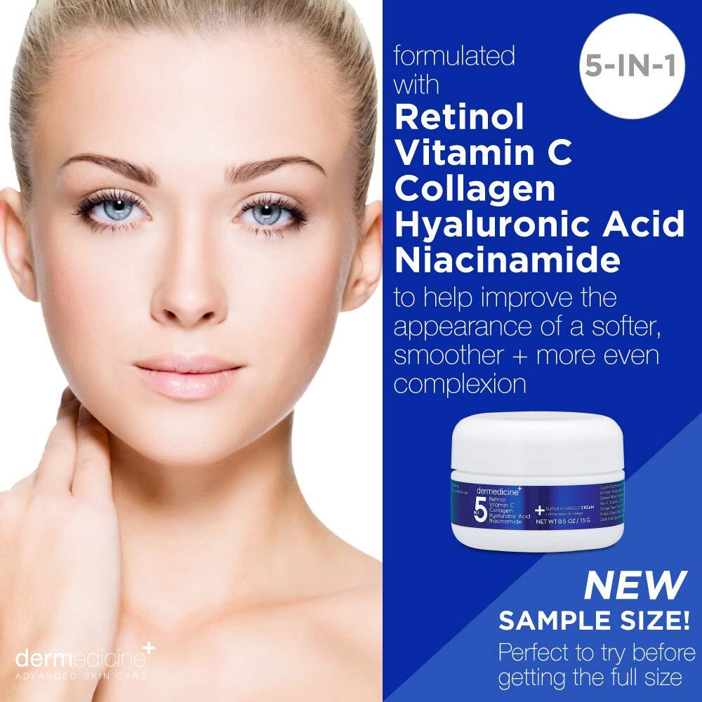 5 In 1 Retinol, Vitamin C, Collagen, Hyaluronic Acid, Niacinamide | Potent Face Cream Which May Help Improve Appearance Fine Lines And Wrinkles And Reduce Appearance Of Dark Spots | Trial .5Oz
