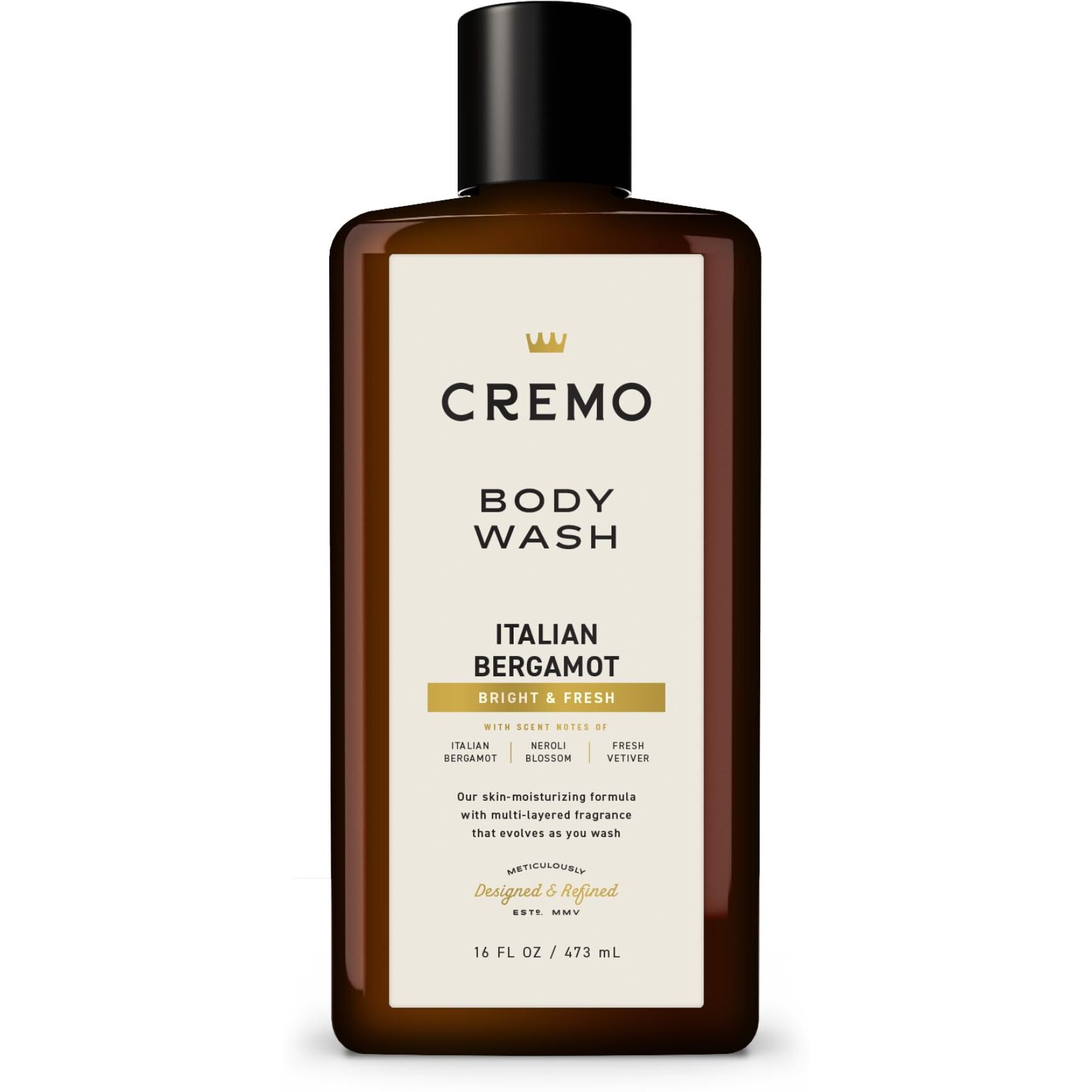 Cremo Rich-Lathering Italian Bergamot Body Wash For Men, Notes Of Italian Bergamot, Neroli Blossom, And Fresh Vetiver, 16 Fl Oz