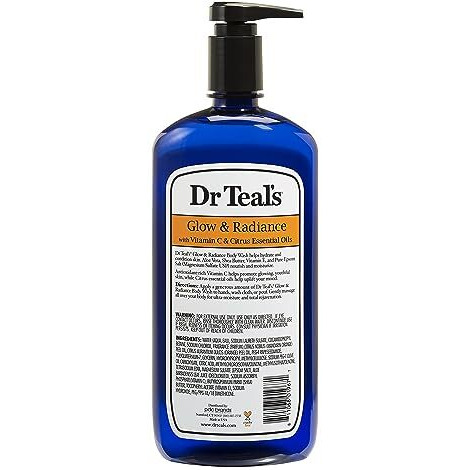 Body Wash With Pure Epsom Salt, Glow & Radiance, Vitamin C & Citrus Essential Oils Teal's, 24 Fl Oz