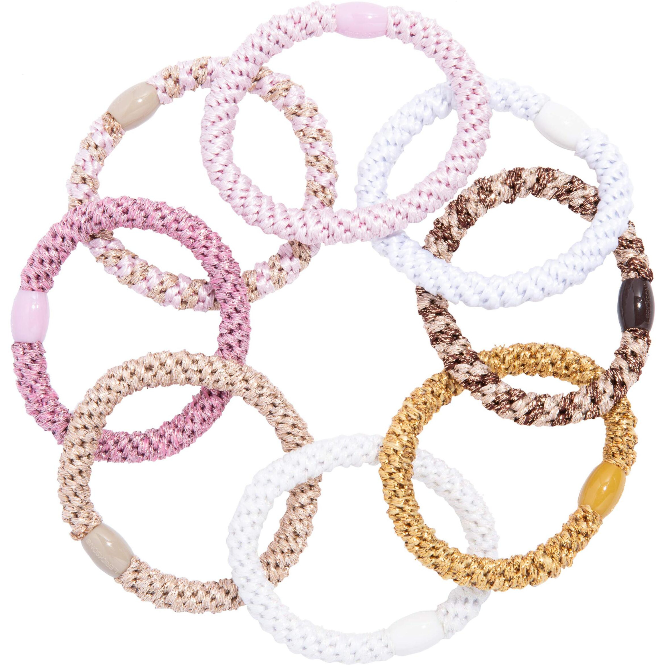 L. Erickson Grab & Go Pony - Cotton Candy - 8 Pack Ponytail Holder Hair Ties - Pink And White Mix