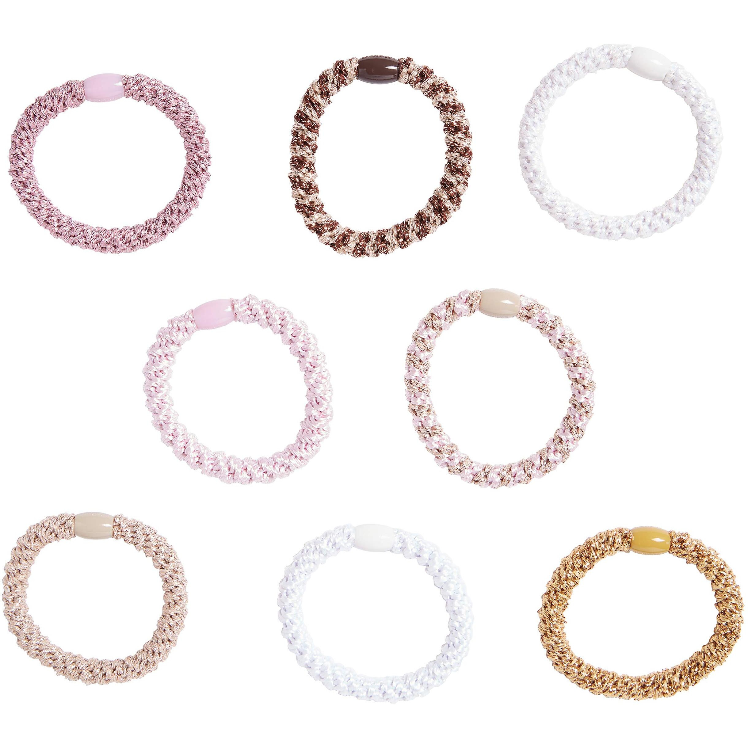 L. Erickson Grab & Go Pony - Cotton Candy - 8 Pack Ponytail Holder Hair Ties - Pink And White Mix