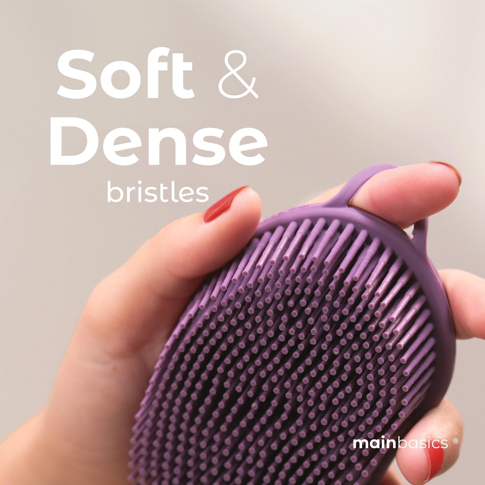 Mainbasics Exfoliating Silicone Body Scrubber Pro 2-In-1 Shower Scrubber For Body, Silicone Loofah And Body Exfoliator (Purple, Body + Exfoliate)