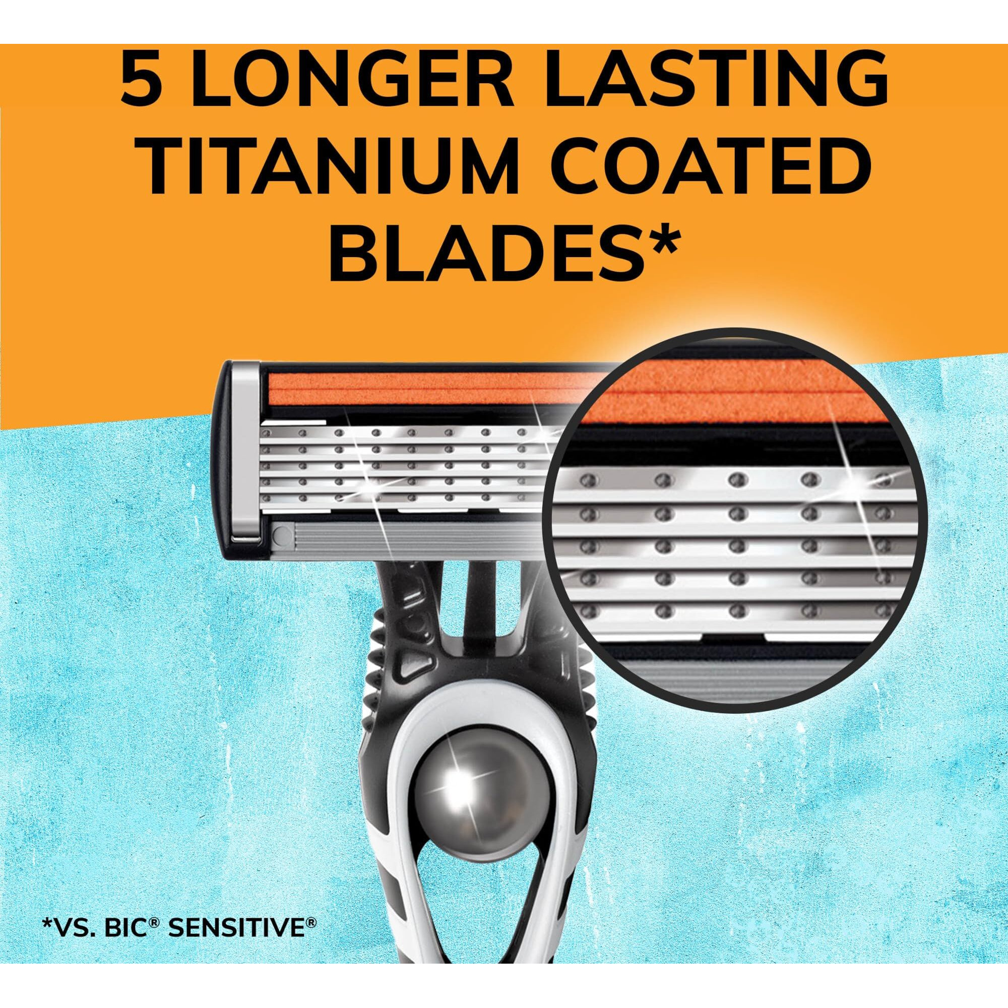 Bic Flex 5 Titanium 5-Blade Disposable Razor For Men, Sensitive Skin Razor For A Smooth, Comfortable And Close Shave, 4 Piece Razor Set