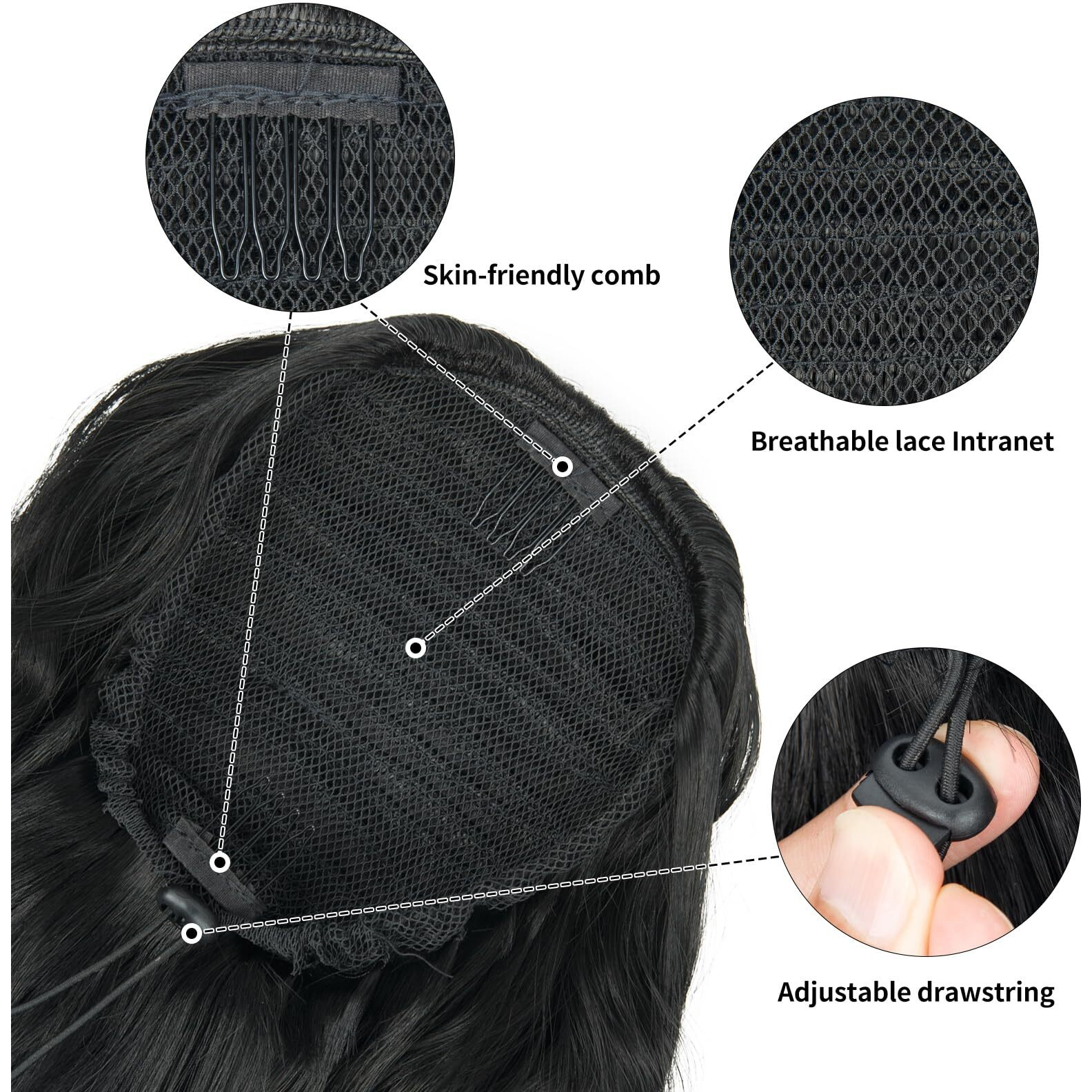 Ponytail Extension For Women, 26 Inch Drawstring Ponytail Extension, Wavy Pony Tails Hair Extensions, Synthetic Hair Extensions Ponytail For Daily Use (Medium Brown Highlighted Blonde)