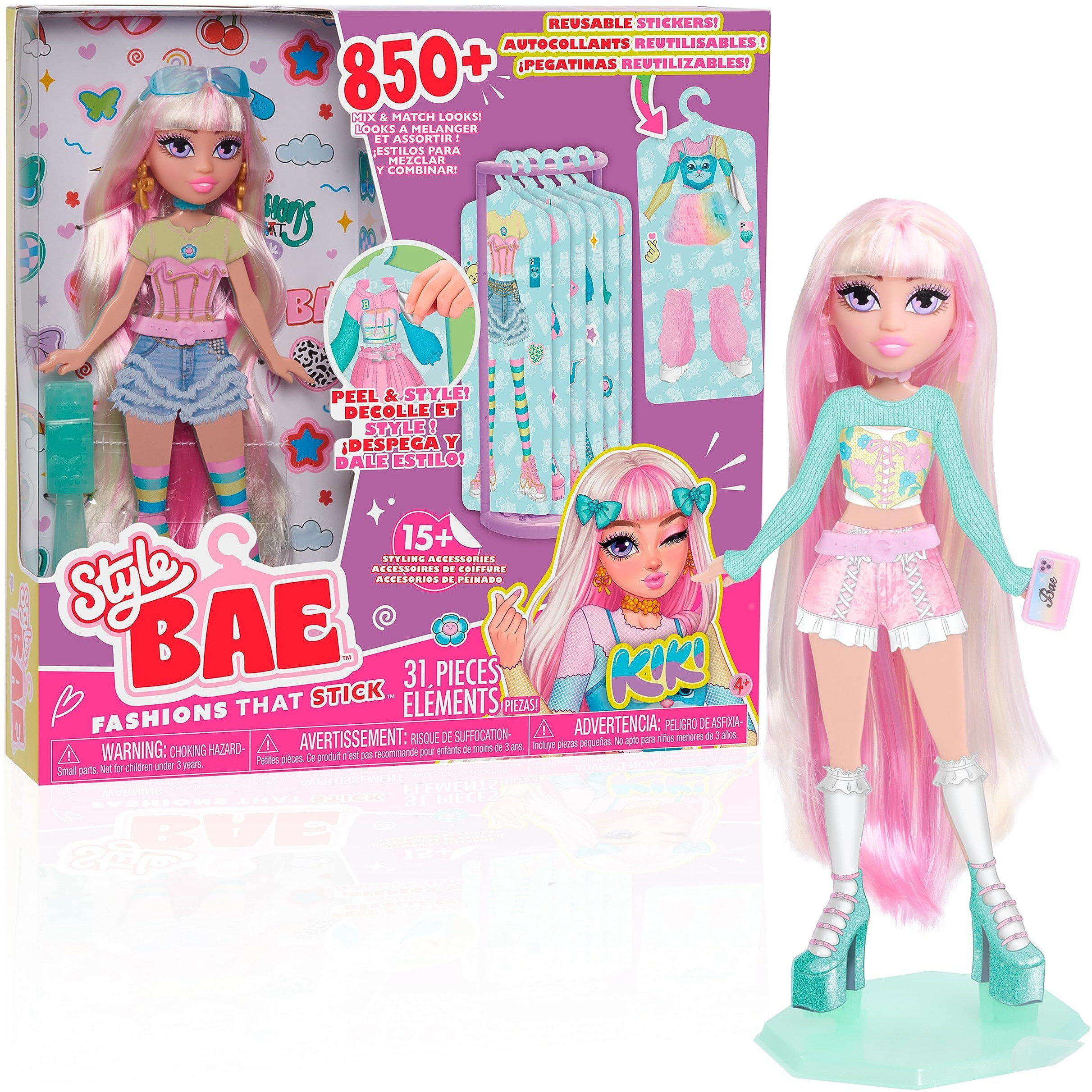 Just Play Style Bae Kiki 10-Inch Fashion Doll And Accessories, 31-Pieces, Kids Toys For Ages 4 Up