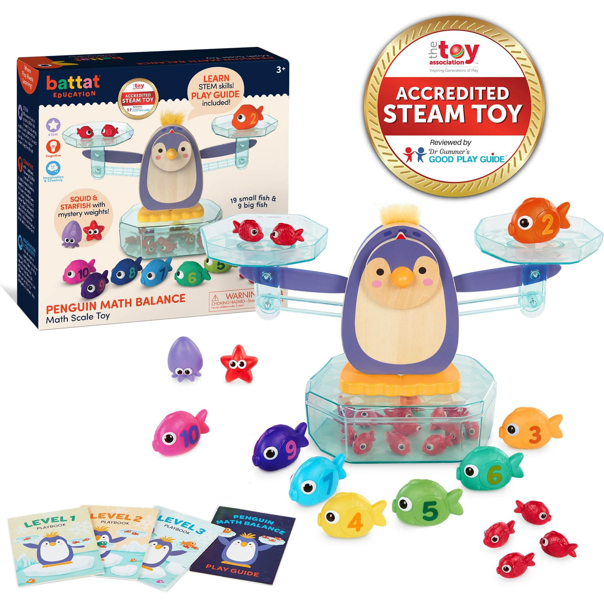 Battat Education - Balance Scale For Kids - Math Toys - Kids Math Games - Counting Toys - 3 Years + - Penguin Math Balance (38 Pcs)