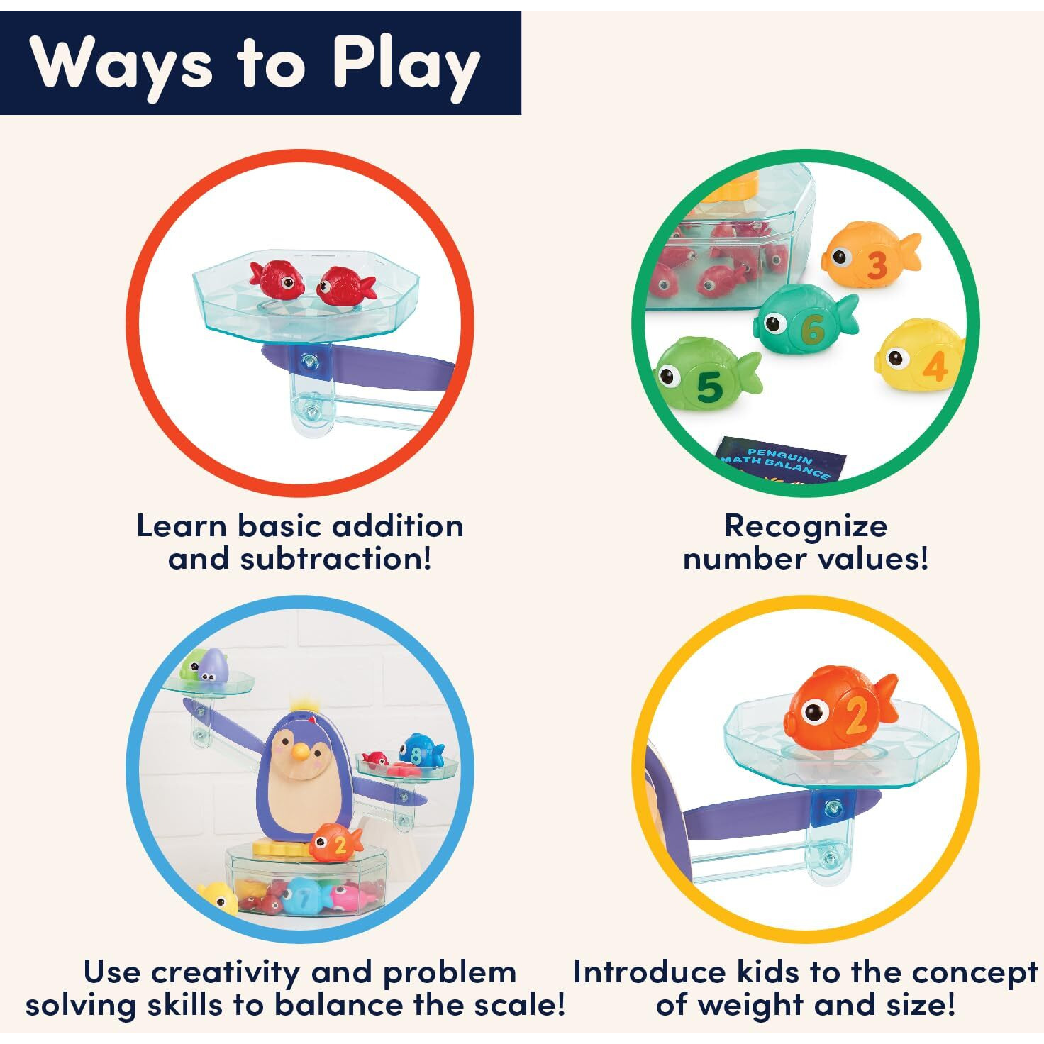 Battat Education - Balance Scale For Kids - Math Toys - Kids Math Games - Counting Toys - 3 Years + - Penguin Math Balance (38 Pcs)