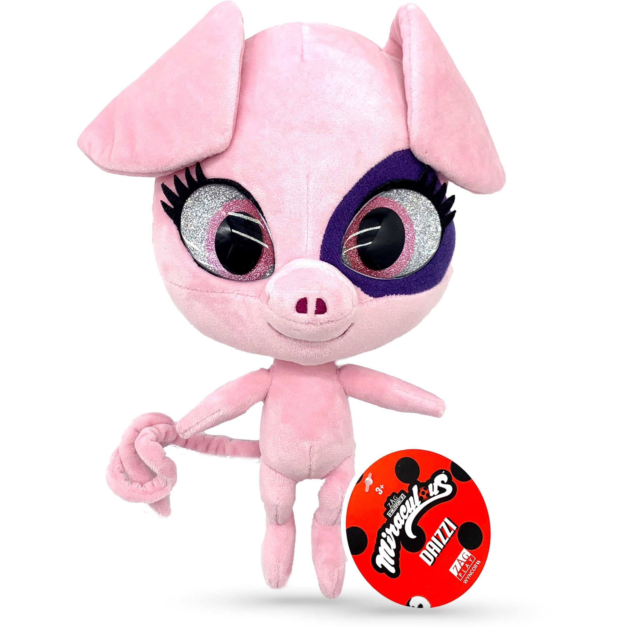 Miraculous Ladybug Kwami Mon Ami Plush Toy - Daizzi The Pig, Super Soft Stuffed Animal - 9-Inch Collectible Plush Figure, Ladybug & Cat Noir, Gift Stocking Stuffer For Kids & Collectors