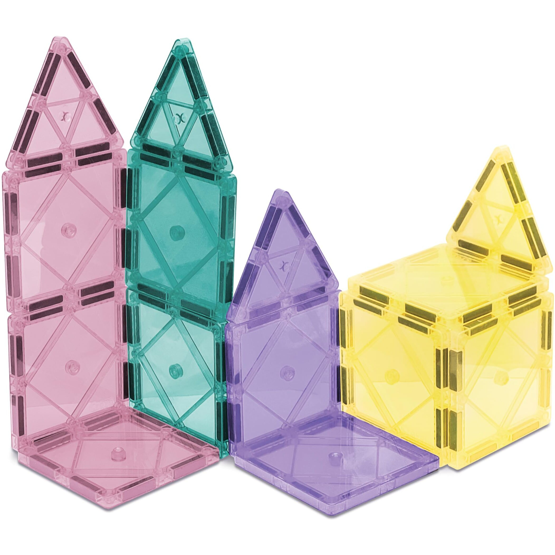 Createon Crayola Magnetic Tiles, Building Set For Kids, Magnetic Building Toys For Kids, Stem Travel Toys For Boys And Girls Ages 3+, 14-Piece Set (Pastel)