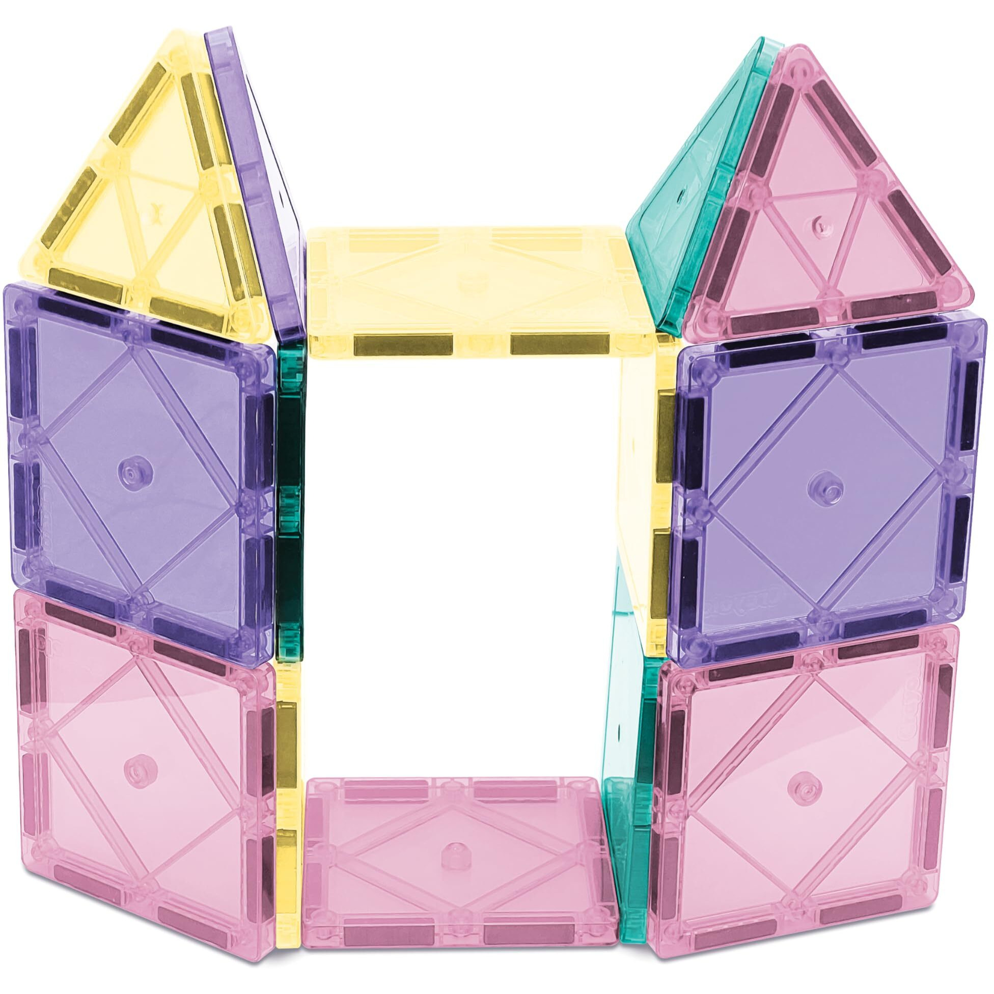 Createon Crayola Magnetic Tiles, Building Set For Kids, Magnetic Building Toys For Kids, Stem Travel Toys For Boys And Girls Ages 3+, 14-Piece Set (Pastel)