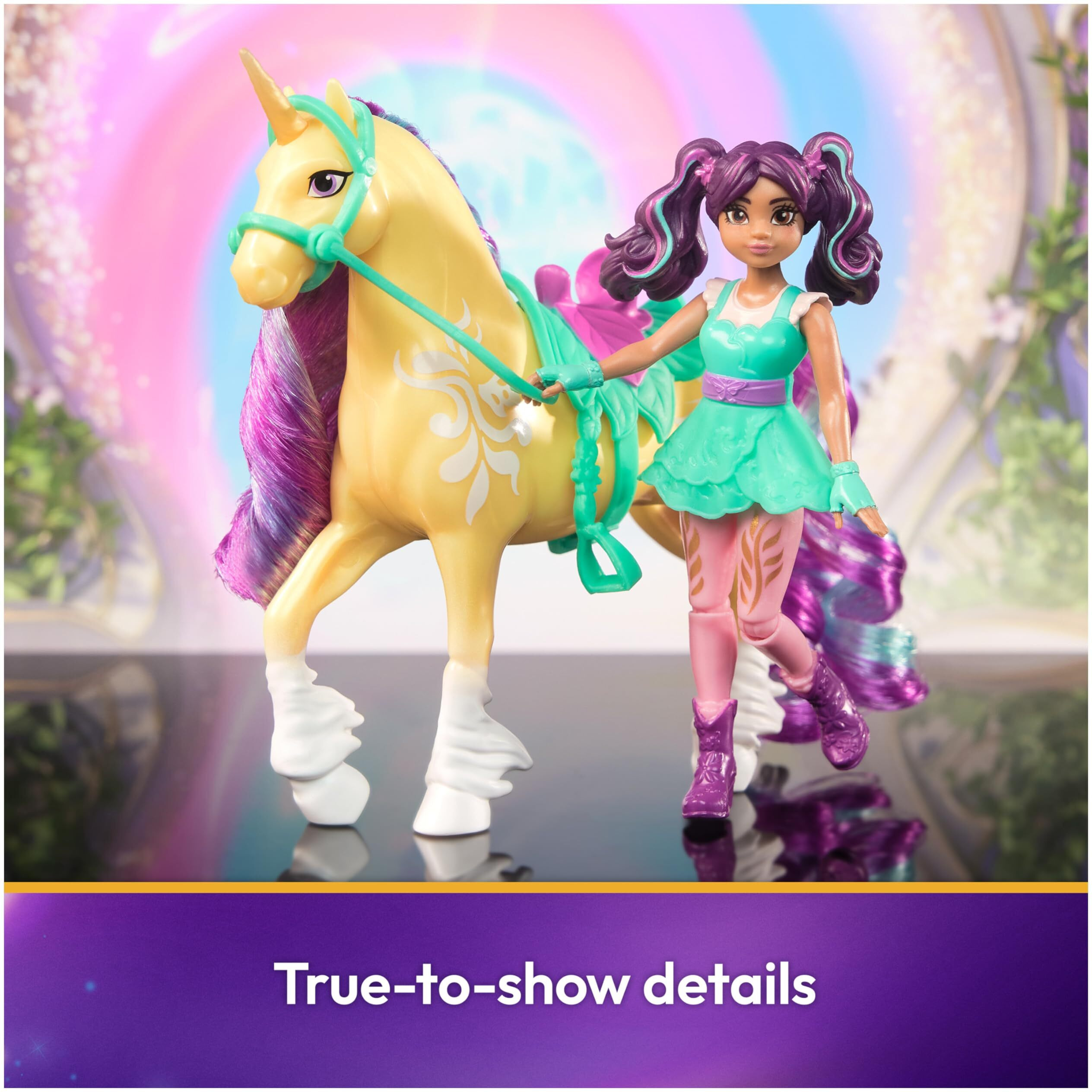 Unicorn Academy, Ava & Leaf Set With 2 Riding Accessories & Hair Styling Tool, Dolls & Unicorn Toys For Girls Ages 4 And Up