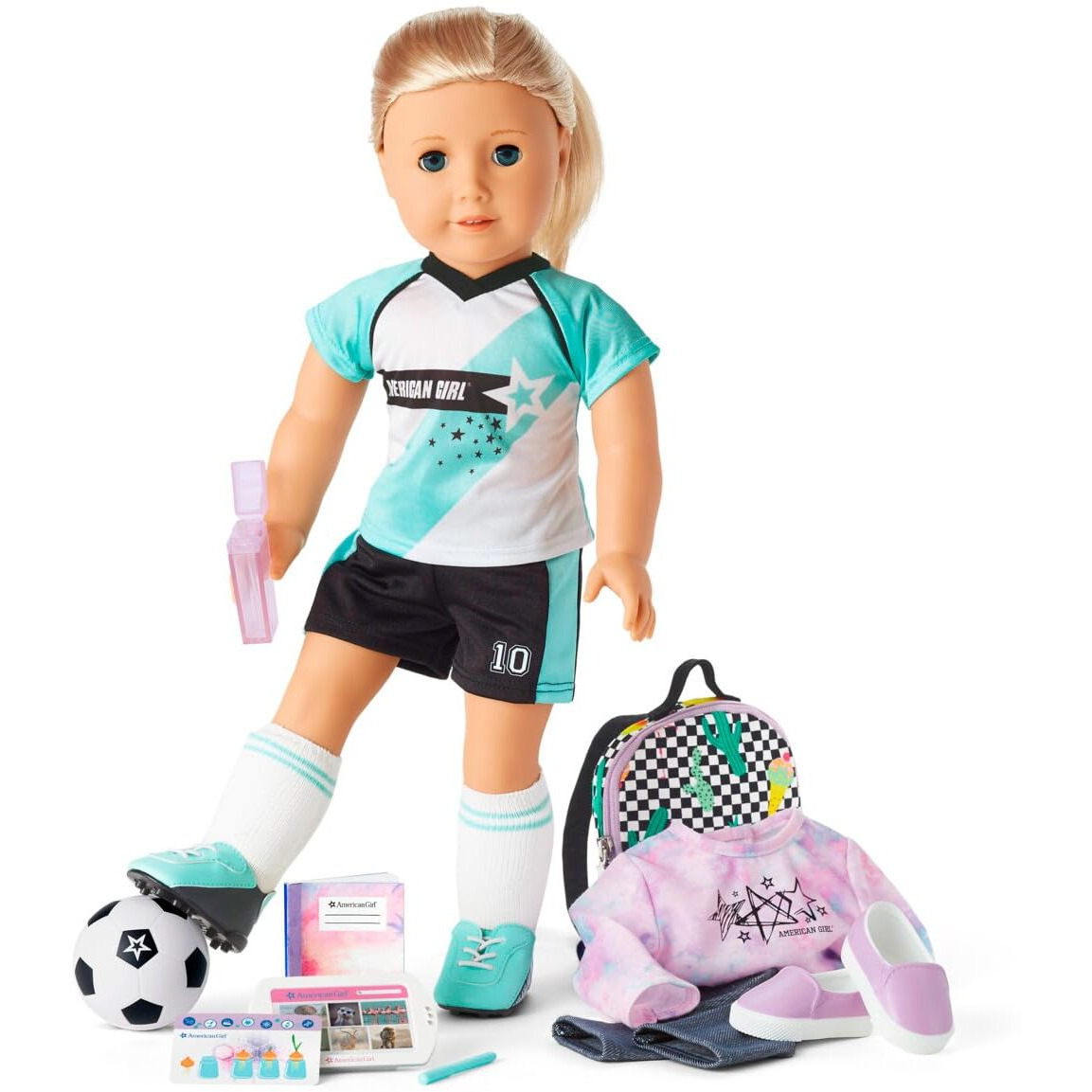 American Girl Truly Me 18-Inch Doll 27 & School Day To Soccer Play Playset With Supplies, Uniform, And Ball, For Ages 6+