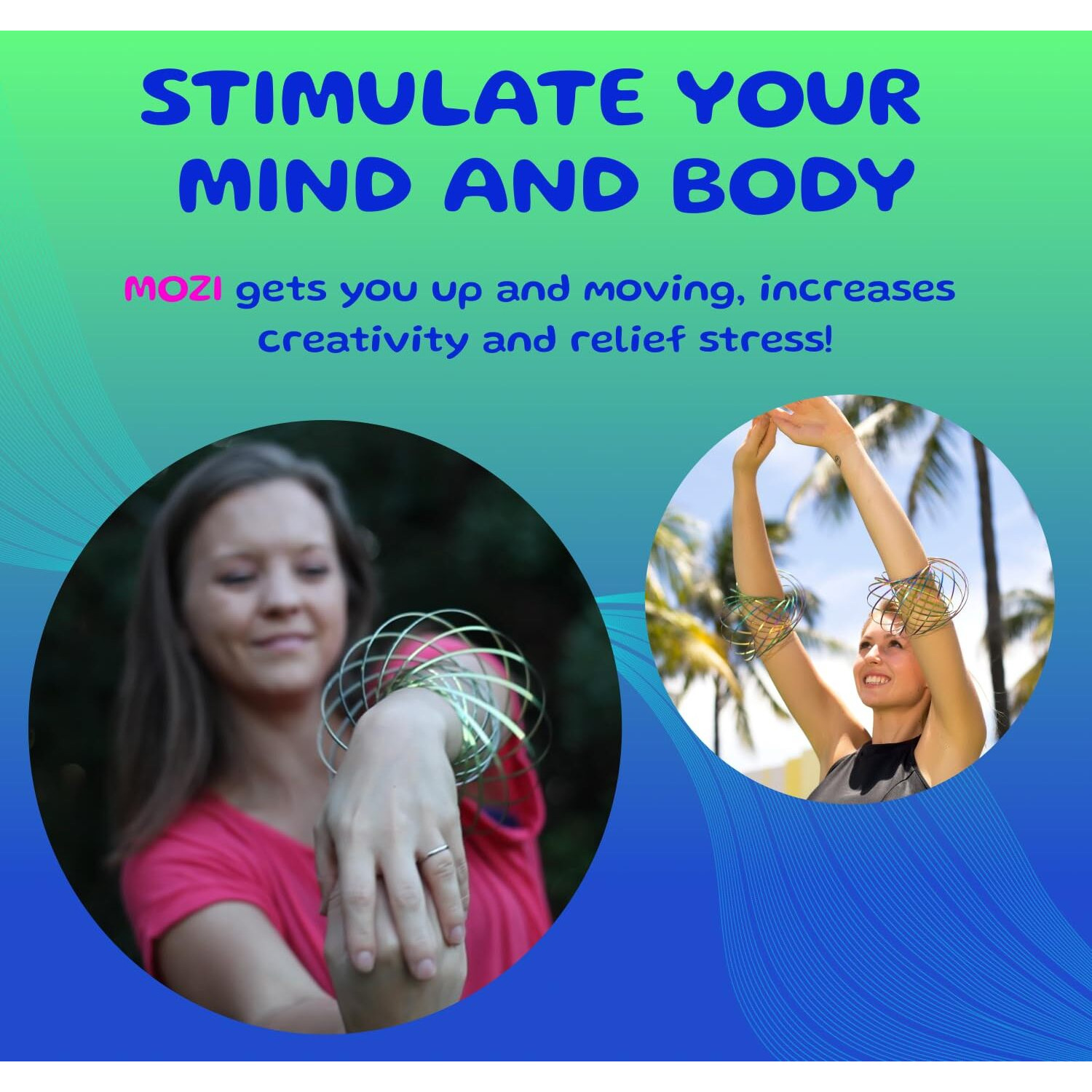 Mozi Geometric Magic Flow Bracelet - Easy To Use - 3D Bracelet Spiral Toy, Spinning Bracelet Spiral For Children And Adults (Iridescent)