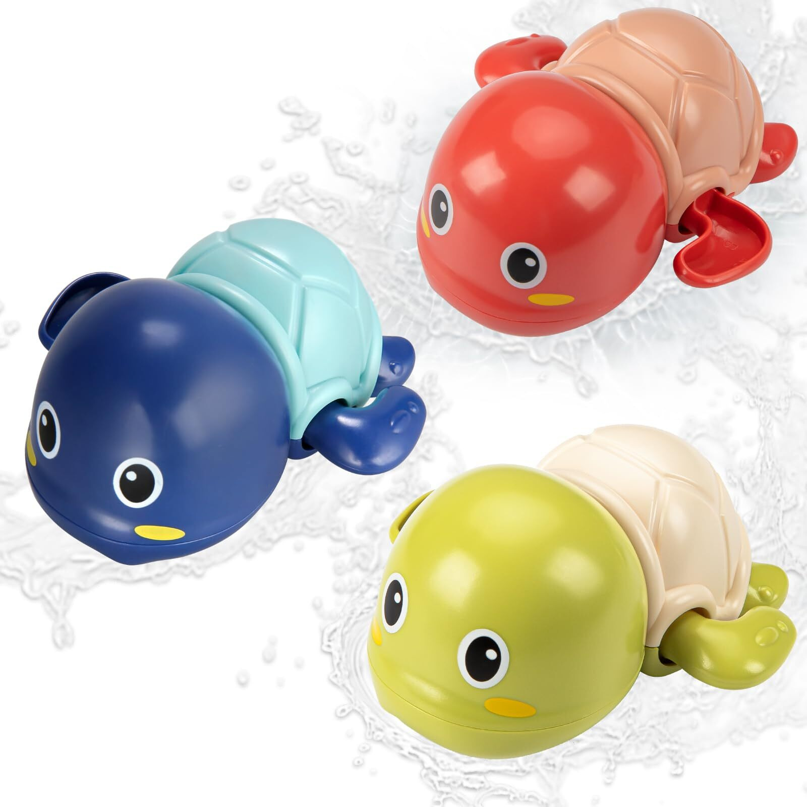 Tohibee Bath Toys, 3 Pack Cute Swimming Turtle Bath Toys For Toddlers 1-3, Floating Wind Up Toys For 1 Year Old Boy Girl, New Born Baby Bathtub Water Toys, Preschool Toddler Pool Toys