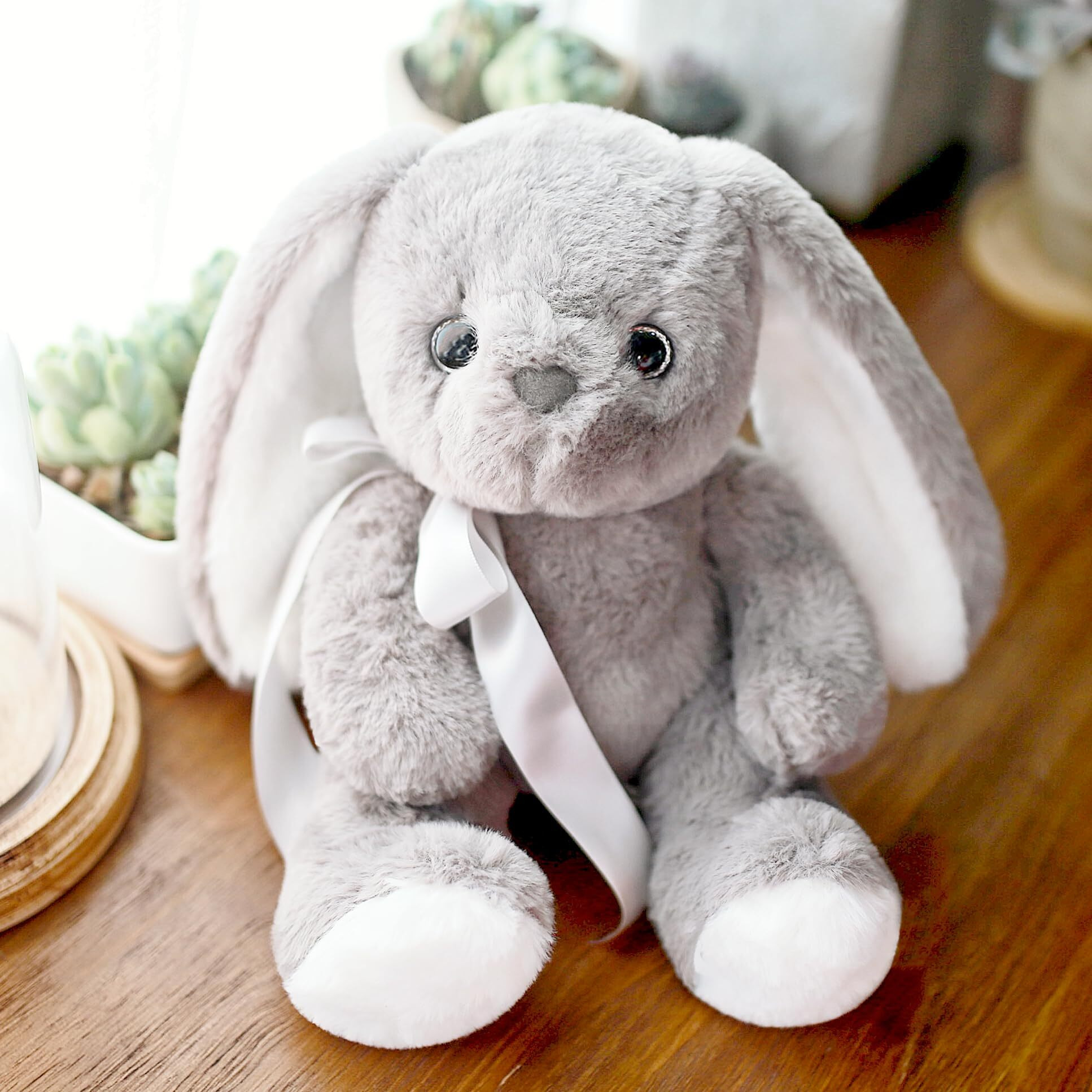 Uoozii Non-Shedding 12" | 2 Pounds Microwavable & Coolable Weighted Bunny Stuffed Animals Unscented Rabbit Weighted Plush Pillow Warmable Gift For Kids & Adults