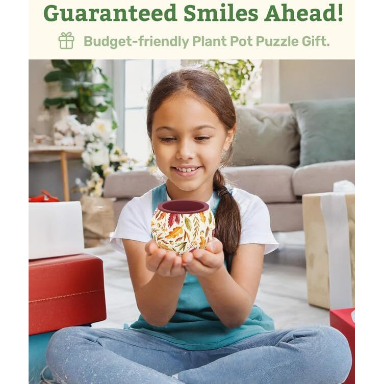 Piecerelax 3D Puzzle Planter - Singing Birds And Flowers - Small Round Plant Pots With Drainage, Home Decor Flower Pots For Indoor Cactus, Succulents Pots [K1100]