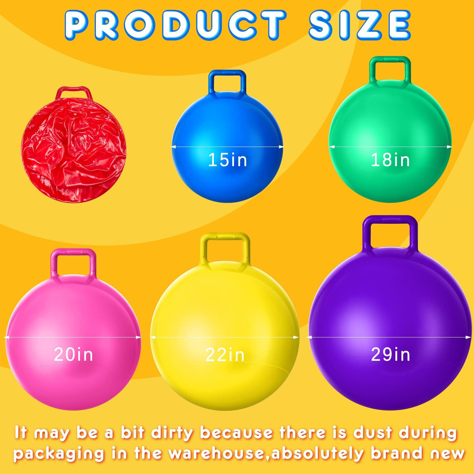 Lewtemi 6 Pcs Hopper Ball 15 Inch Jumping Hopping Inflatable Ball Bouncing Ball With Handle And Air Pump Outdoor Games For Kids Sport Exercise (Red, Blue, Green, Pink, Yellow, Purple)