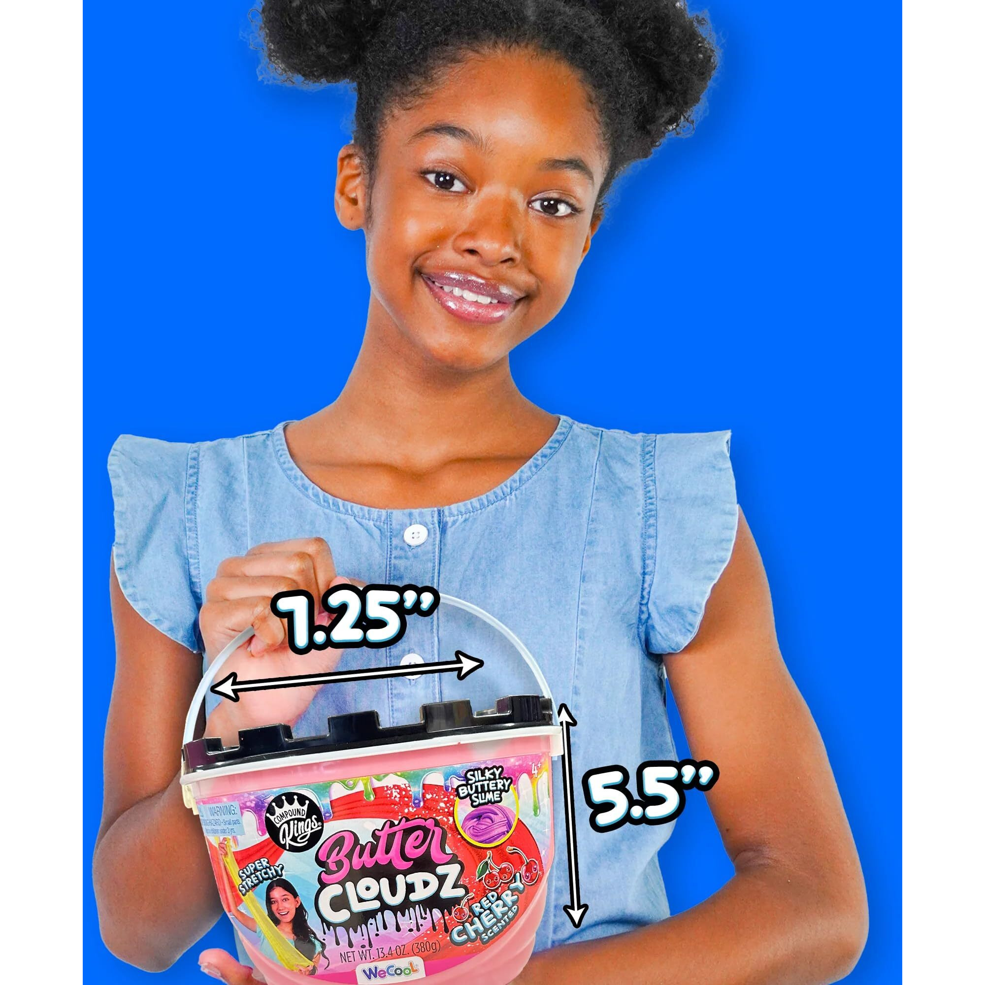 Compound Kings Fluffy Butter Cloudz Compound Bucket For Girls & Boys | Sensory Toys | Non-Toxic & Non-Sticky | Stress Relieving Tactile | (Red Cherry)
