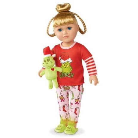 My Life As Grinch Sleepover 18 Inch Doll Christmas Holiday Collectible W/ Bonus (Blonde/Blue)