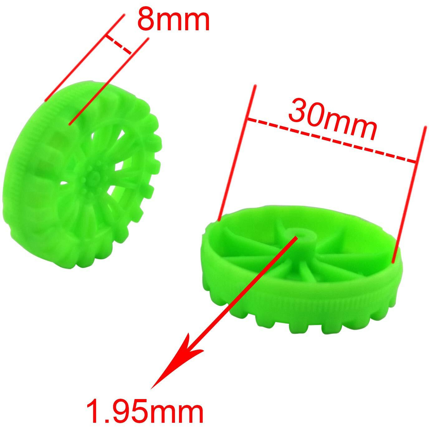 Eudax 30Mmx8Mm Plastic Roll 2Mm Dia Shaft Toys Wheel And 2Mmx100Mm Stem Shaft Round Rod Axles For Diy Toy Rc Car Truck Boat Helicopter Model Part (Green, 100Pcs)