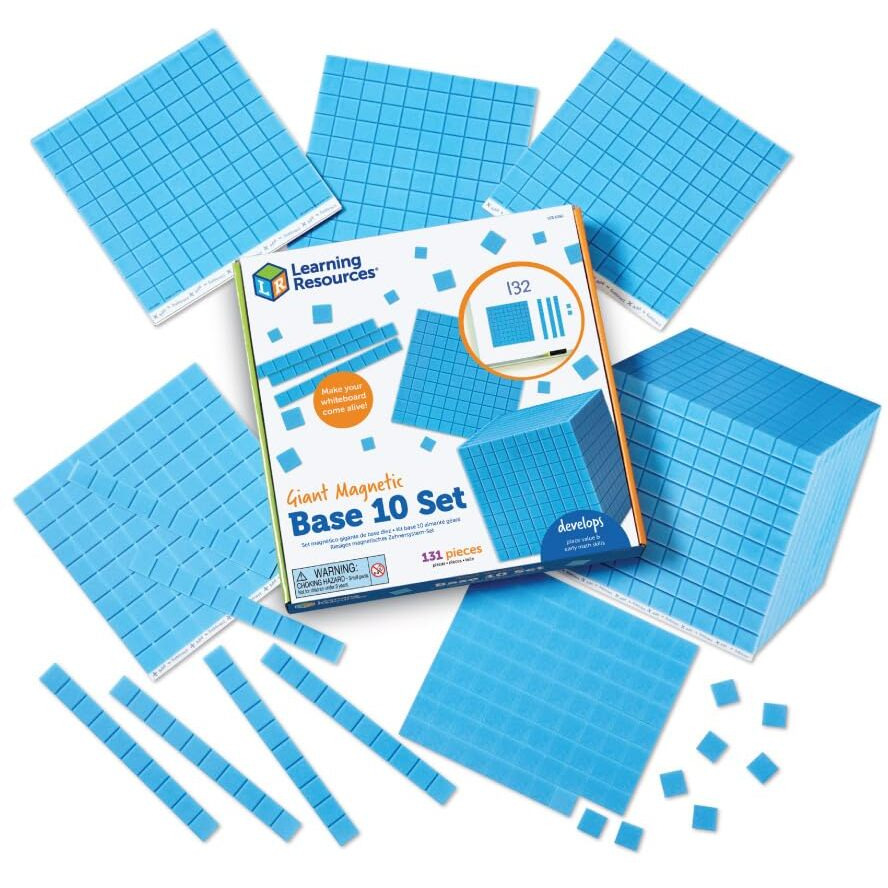 Learning Resources Giant Magnetic Base Ten, Magnetic Base Ten, Use With Magnetic Surfaces Or Whiteboards, 131 Piece Set