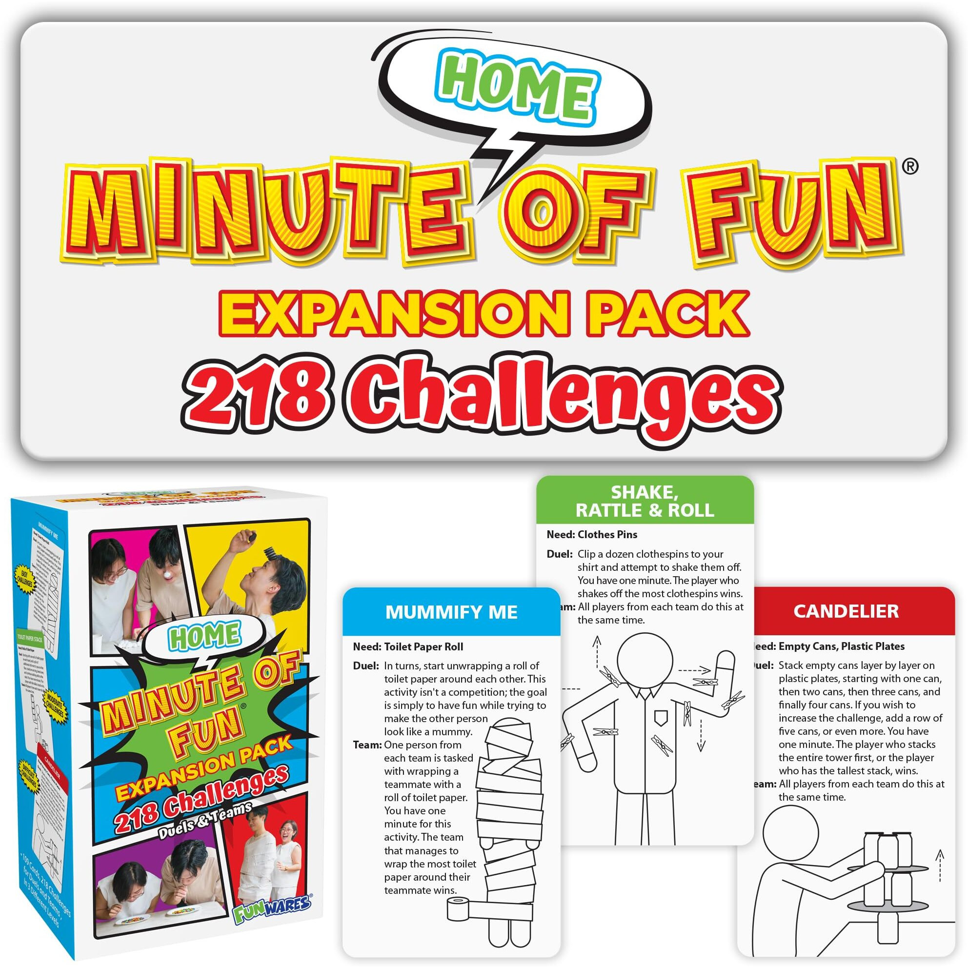 Minute Of Fun, Home Edition - 218 New Minute To Win It Challenges, Transform Everyday Household Items Into Games For Kids And Families, Birthday Gifts And Travel Is In Your Home