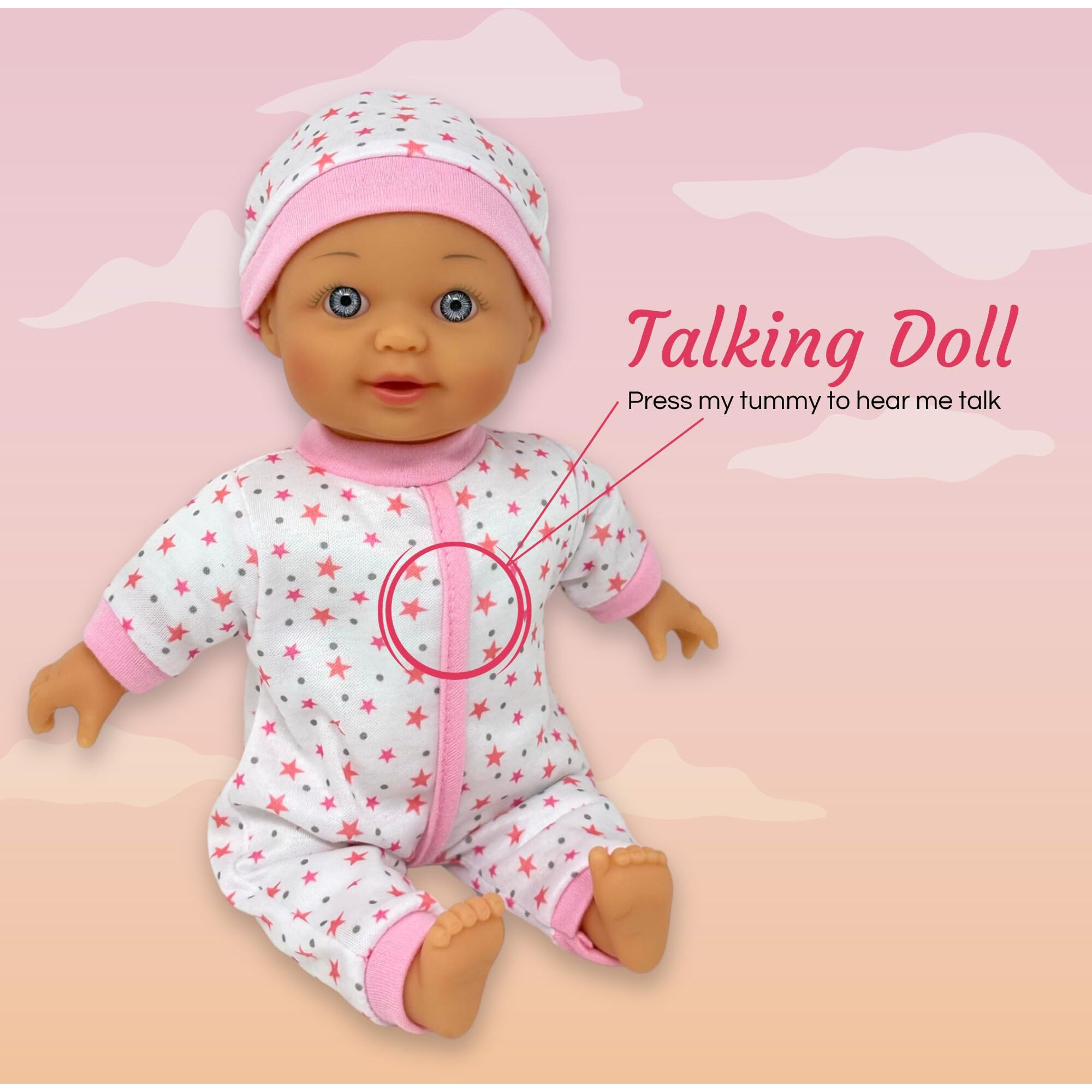 12 Inch Talking Baby Dolls For 3 Year Old Girls - Soft Body Interactive Baby Doll For Kids That Can Talk, Cry, Sing And Laugh - Makes 24 Cute Sounds