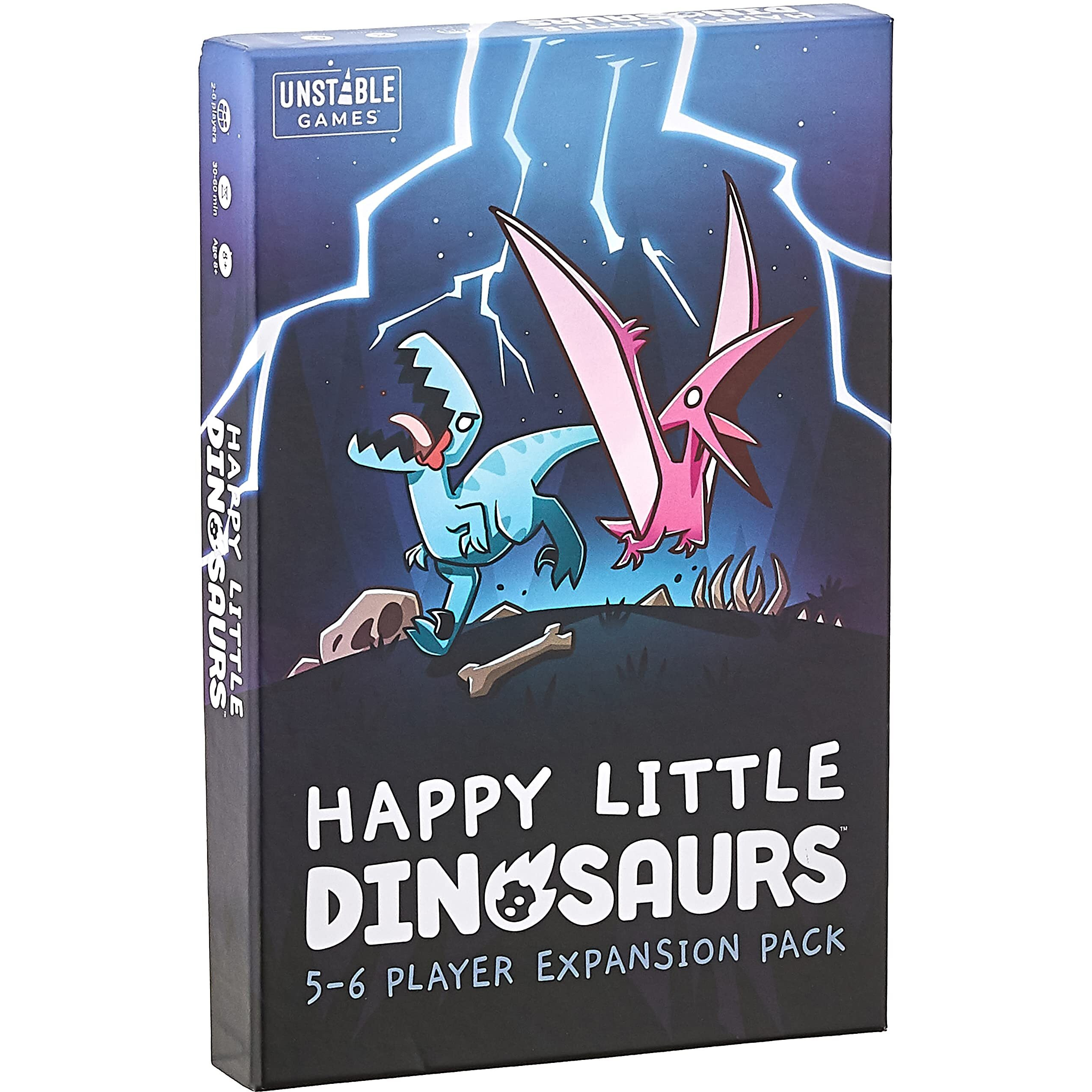 Unstable Games - Happy Little Dinosaurs 5-6 Player Expansion Pack - Cute Card Game For Kids, Teens, & Adults - Dodge Lifes Disasters - 5-6 Players Ages 8+ - Great For Game Night