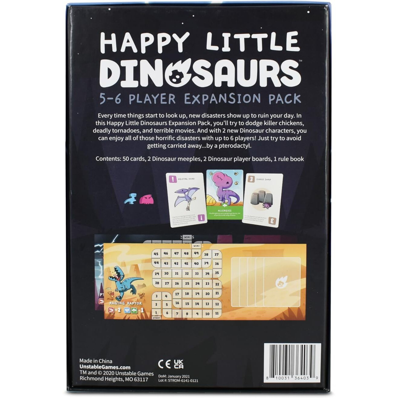 Unstable Games - Happy Little Dinosaurs 5-6 Player Expansion Pack - Cute Card Game For Kids, Teens, & Adults - Dodge Lifes Disasters - 5-6 Players Ages 8+ - Great For Game Night