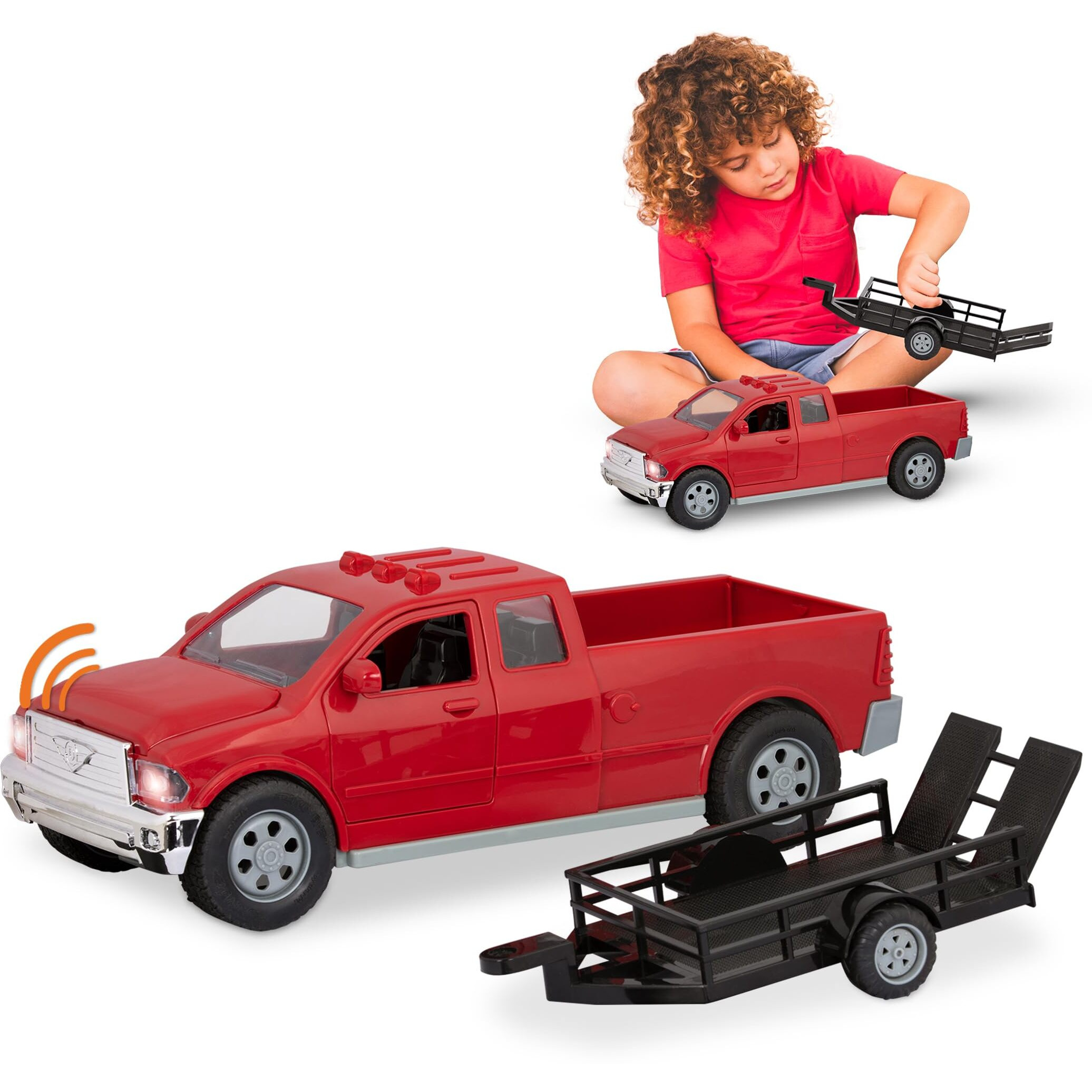 Driven By Battat - Midrange 116 Scale - Red Toy Pick-Up Truck For Kids - Toy Pickup - Lights & Sounds - Movable Parts - 3 Years + - Midrange Red Pick-Up Truck
